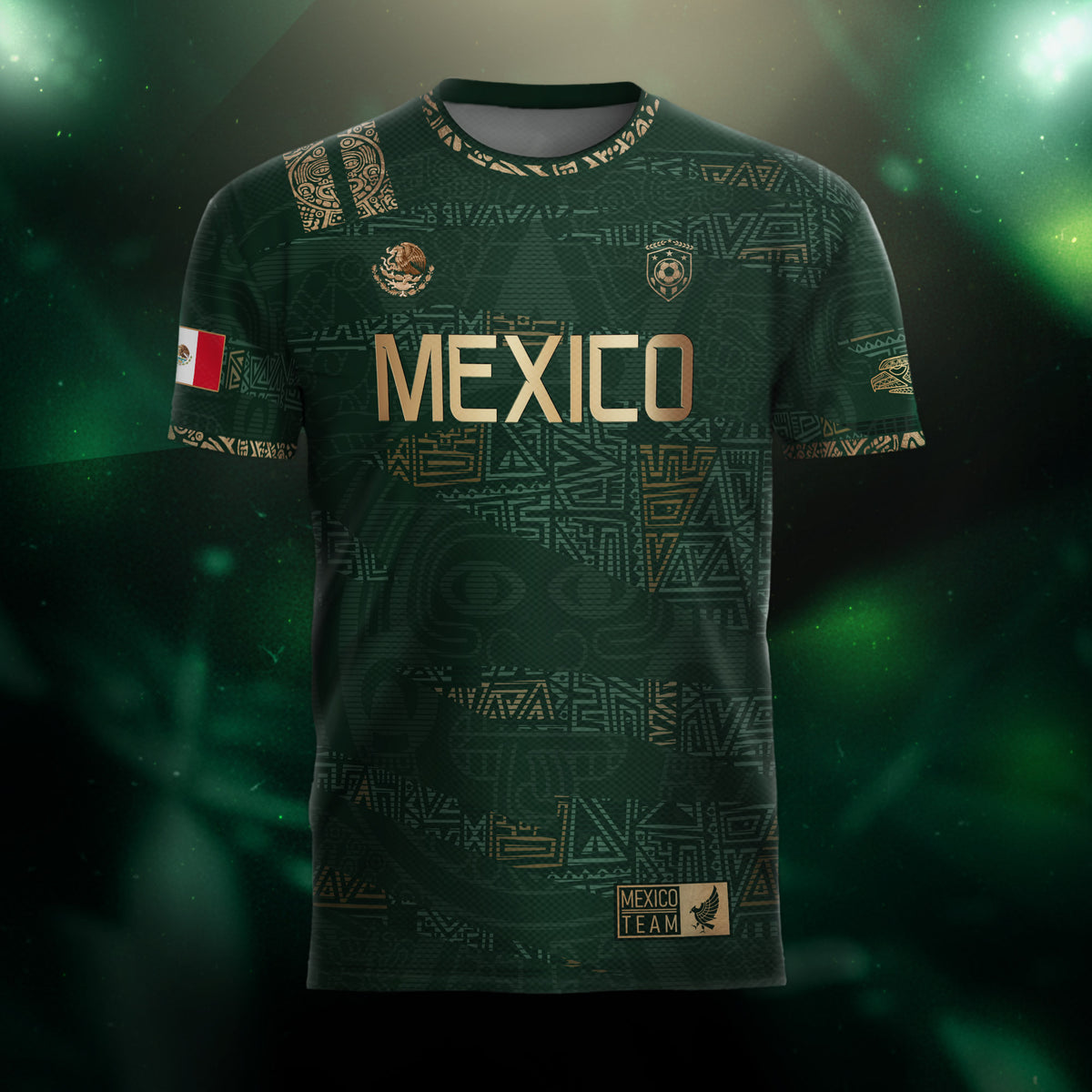 Mexico Green Gold Aztec Heritage Soccer Jersey