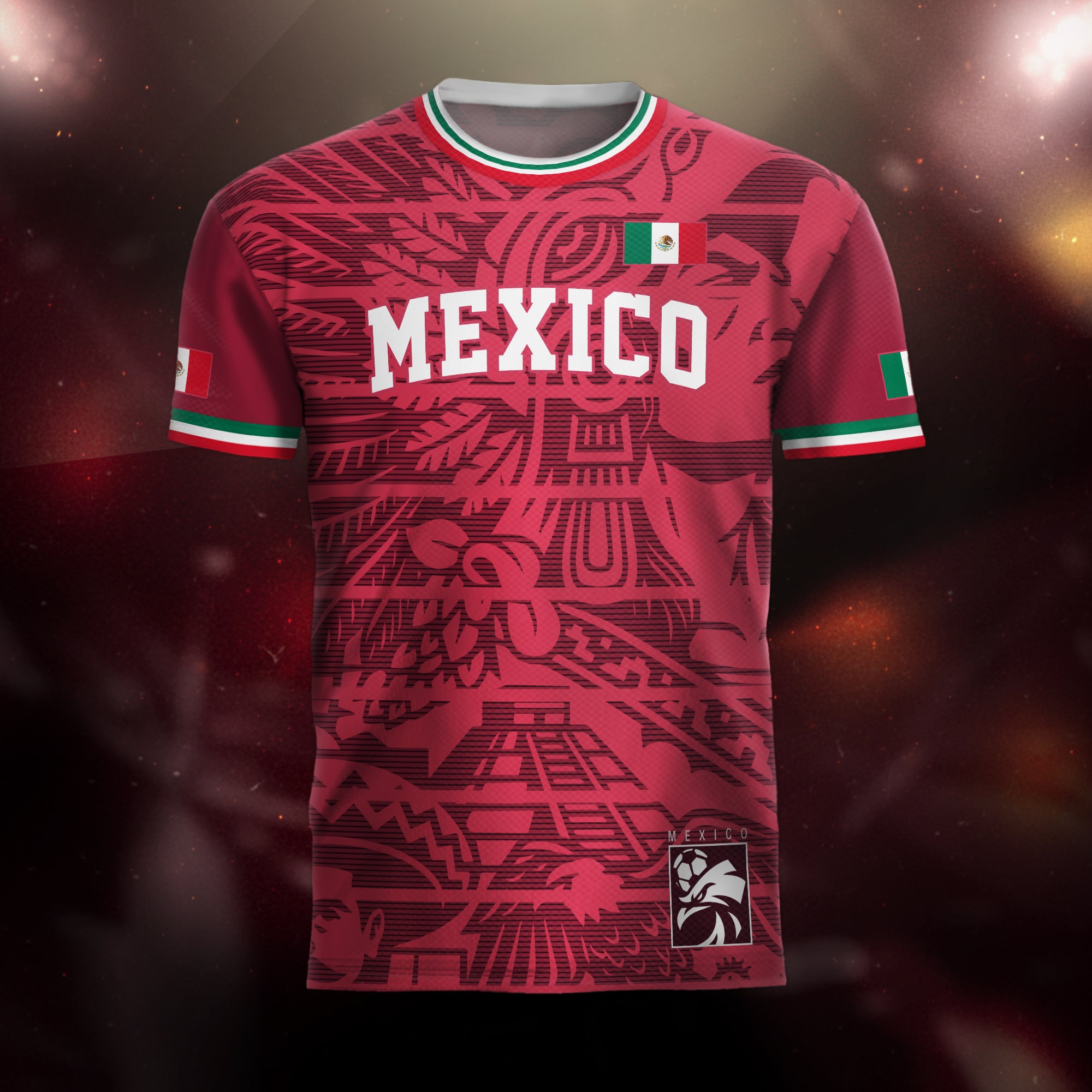Mexico Red Aztec Heritage Eagle Soccer Jersey
