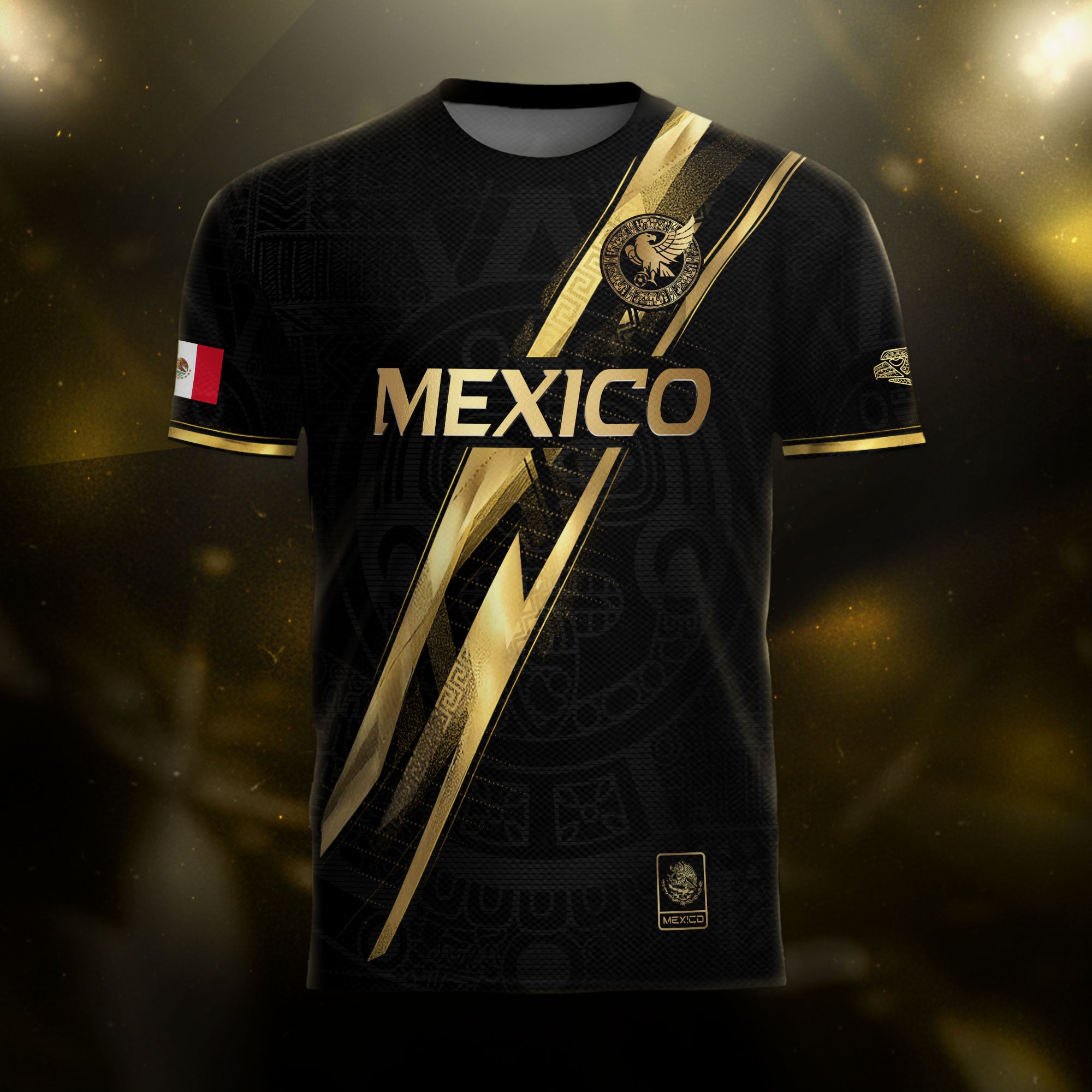 Mexico Black Gold Lightning Map Heritage Soccer Jersey