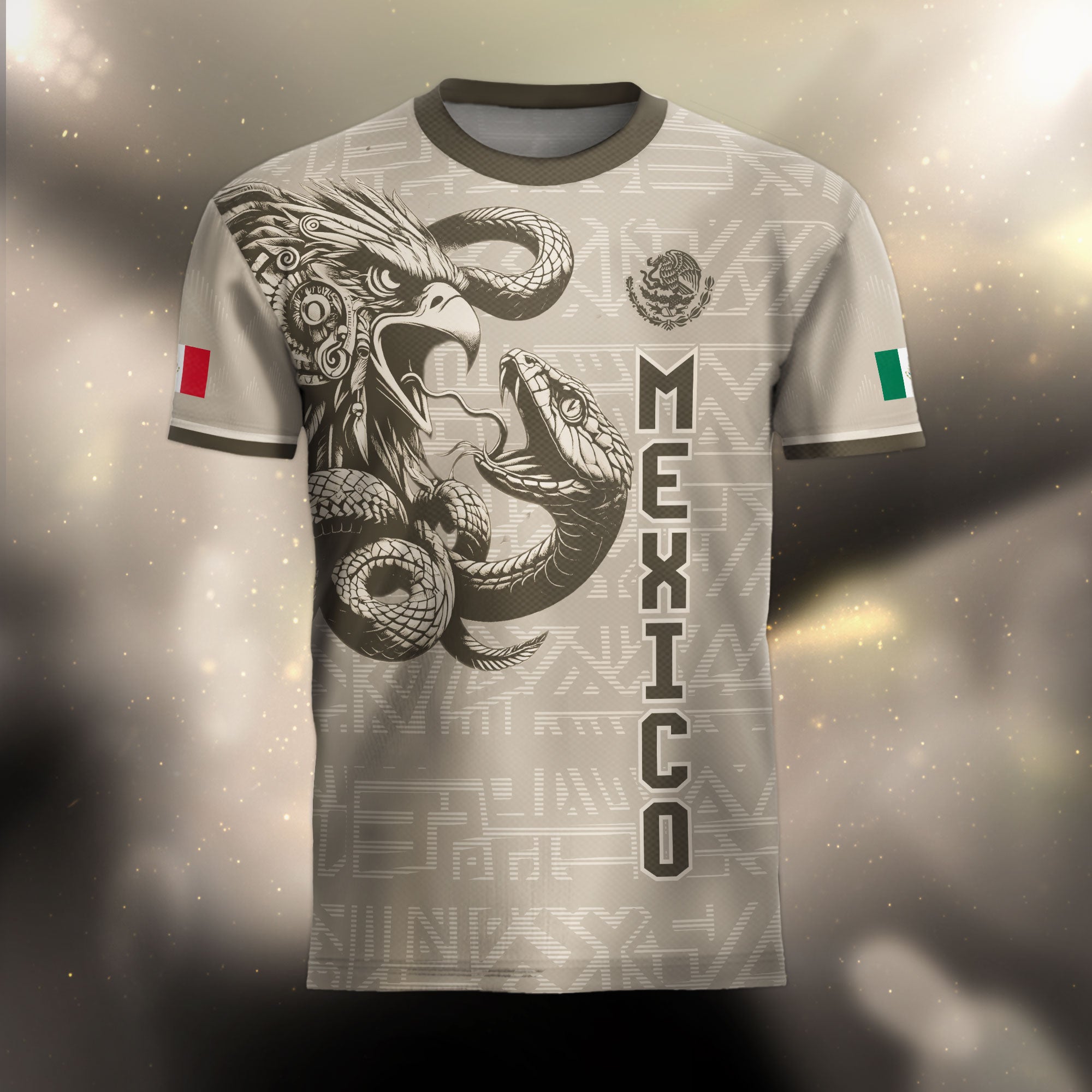 Mexico Beige Aztec Eagle Coat of Arms Soccer Jersey