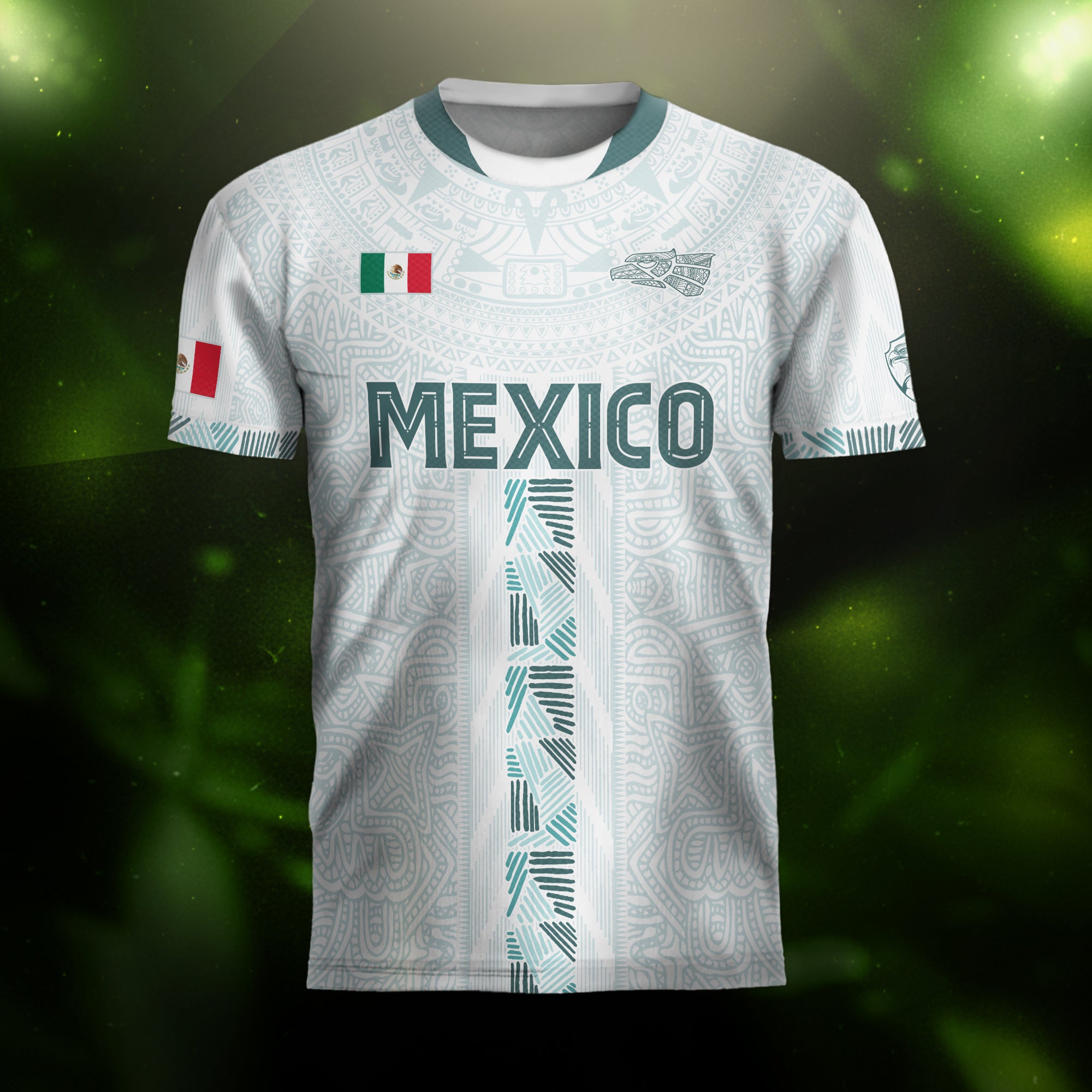Mexico White Green Aztec Calendar Heritage Soccer Jersey