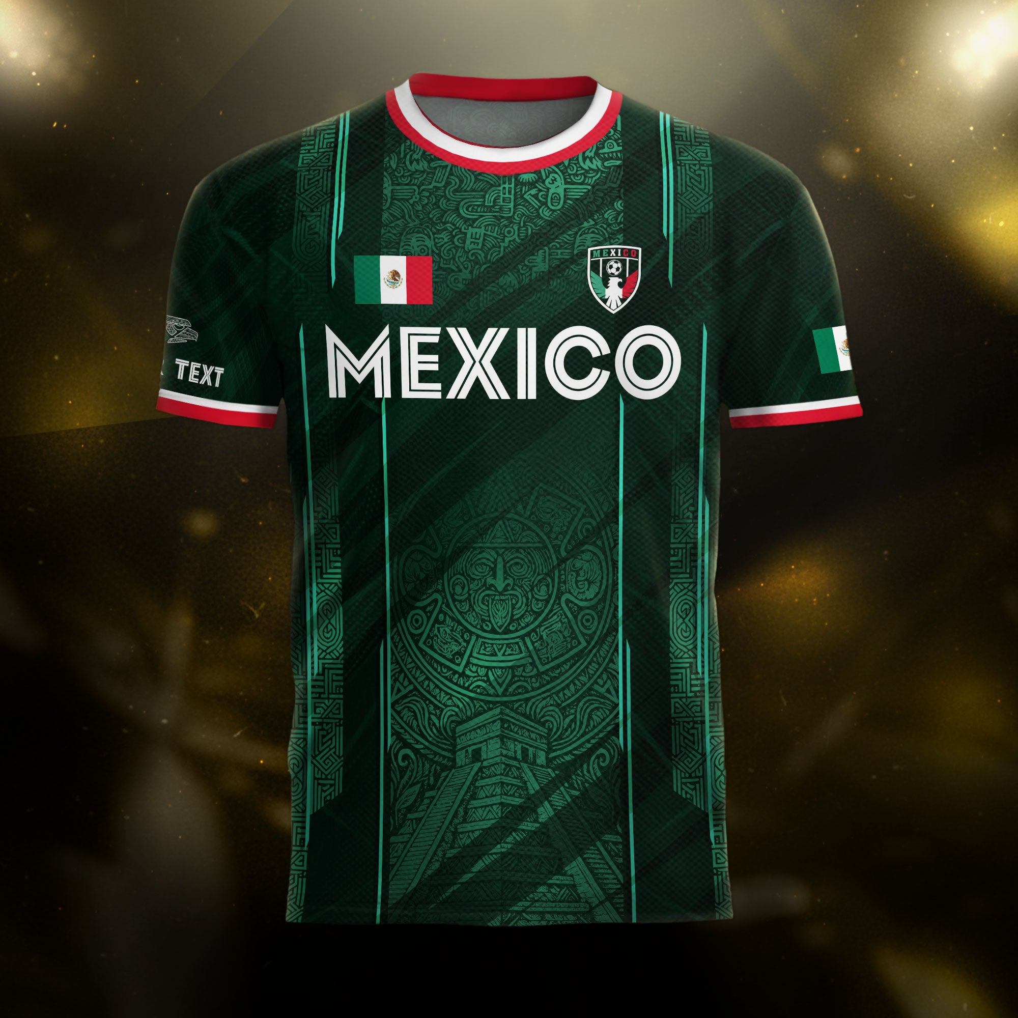 Custom Mexico Green Aztec Pyramid Soccer Jersey