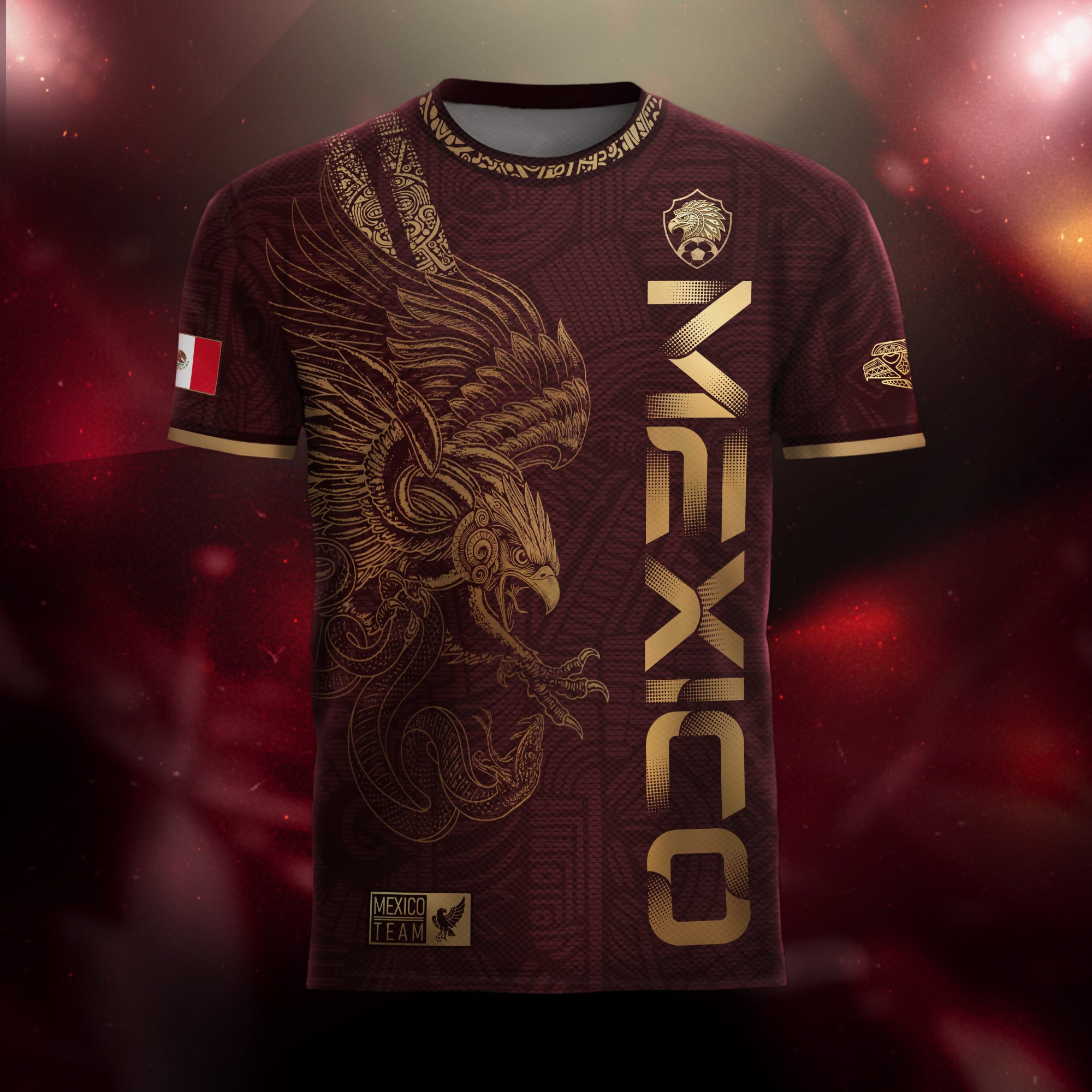 Mexico Burgundy Aztec Eagle Heritage Soccer Jersey