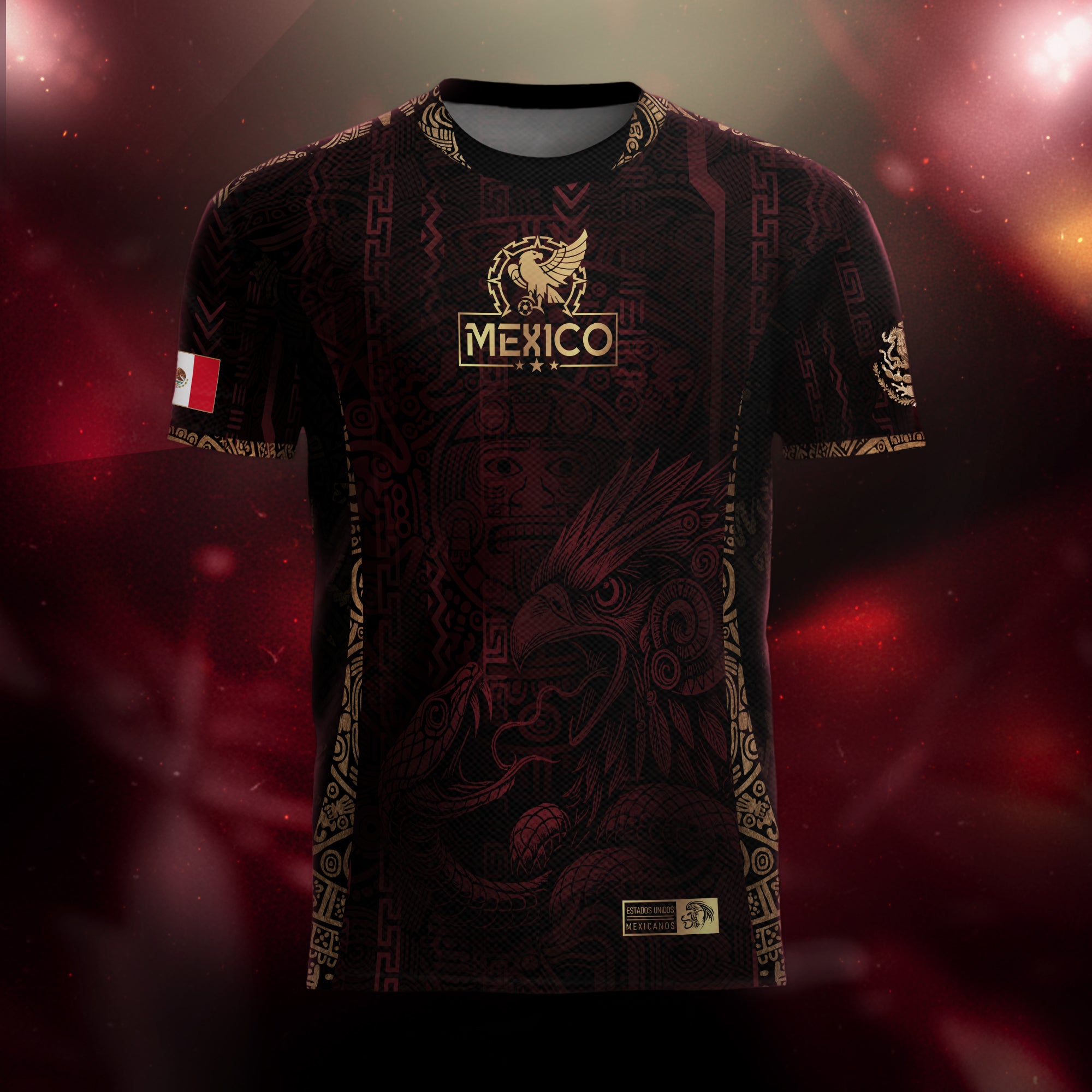 Mexico Maroon Aztec Eagle Heritage Soccer Jersey