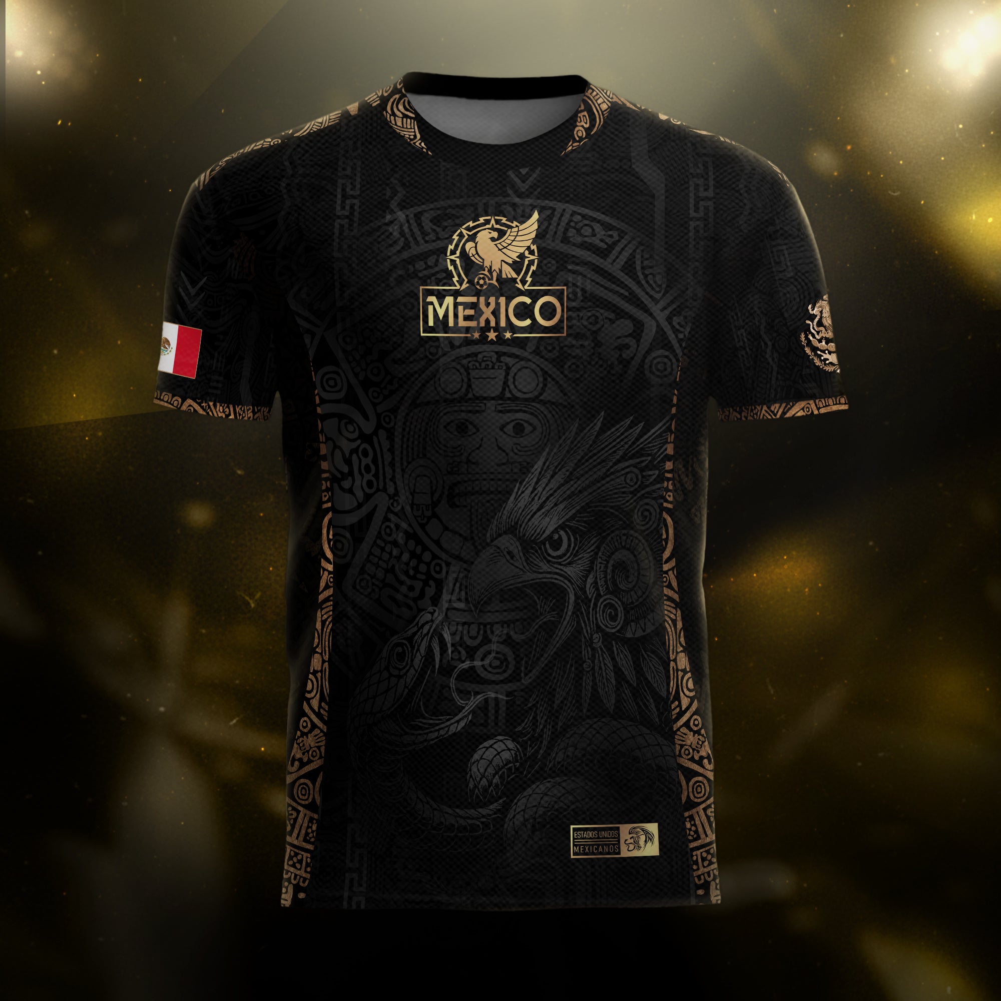 Mexico Black Aztec Sunstone Eagle Heritage Soccer Jersey