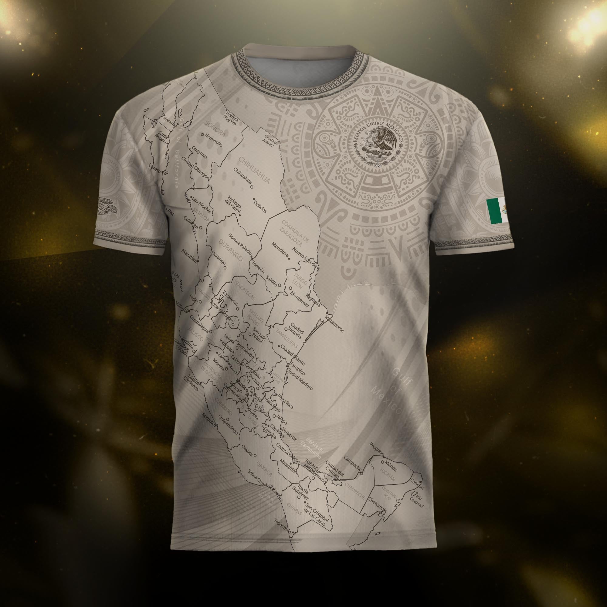 Mexico Beige Map Design Aztec Heritage Pride Soccer Jersey