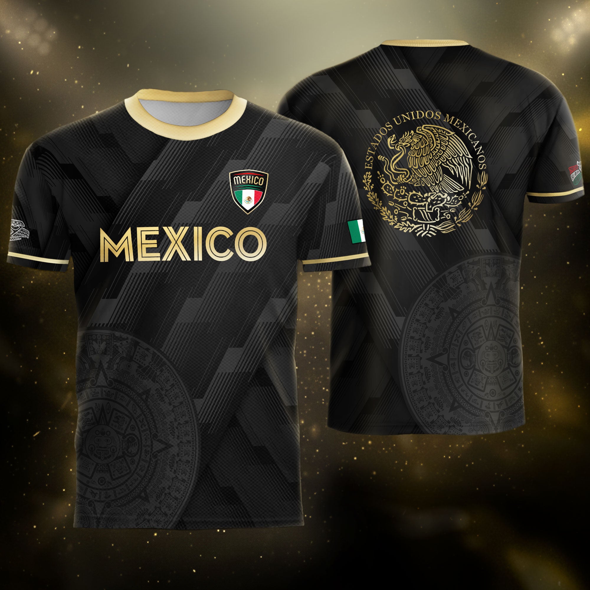 Mexico Soccer Jersey Black Style with Subtle Aztec Design