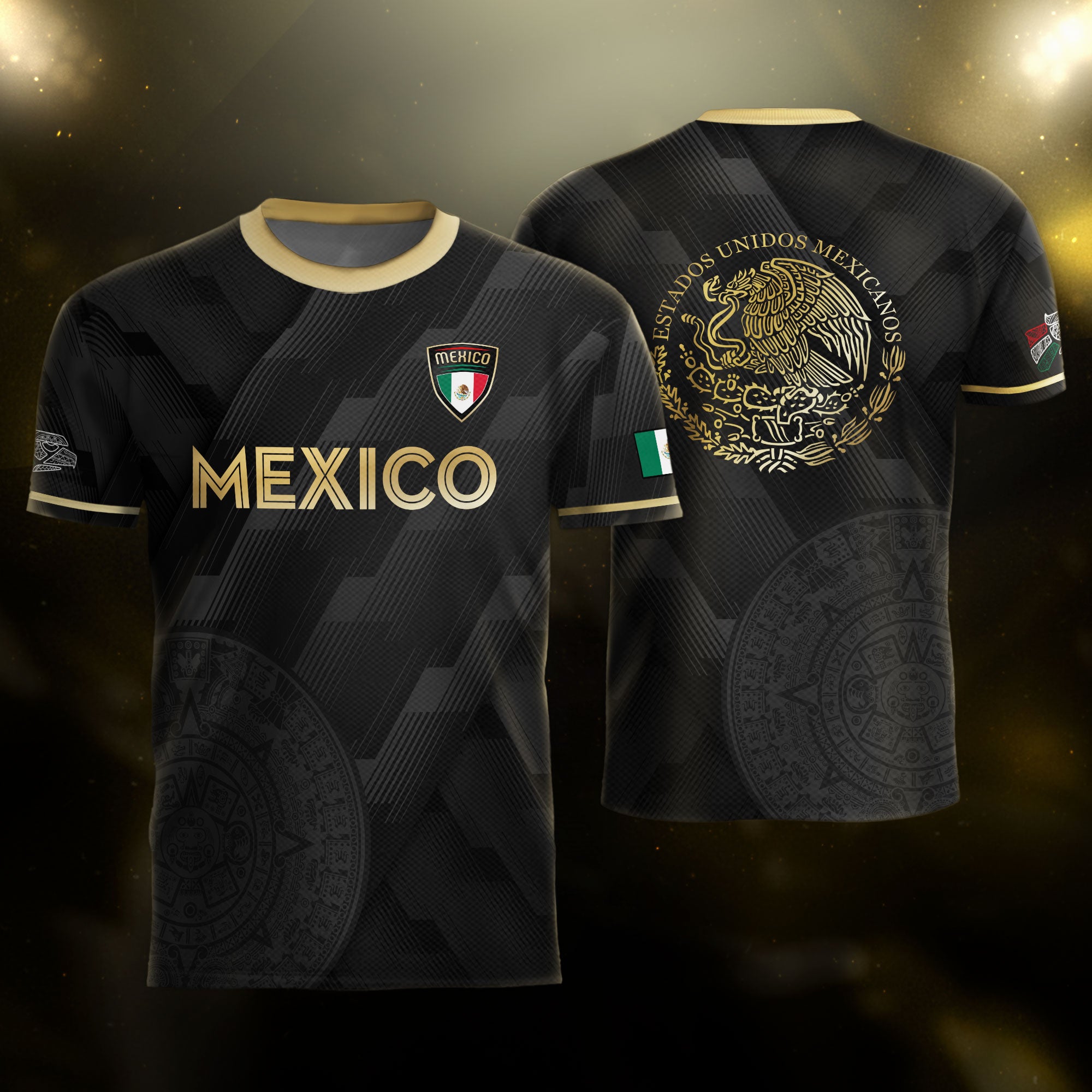 Mexico Soccer Jersey Black Style with Subtle Aztec Design