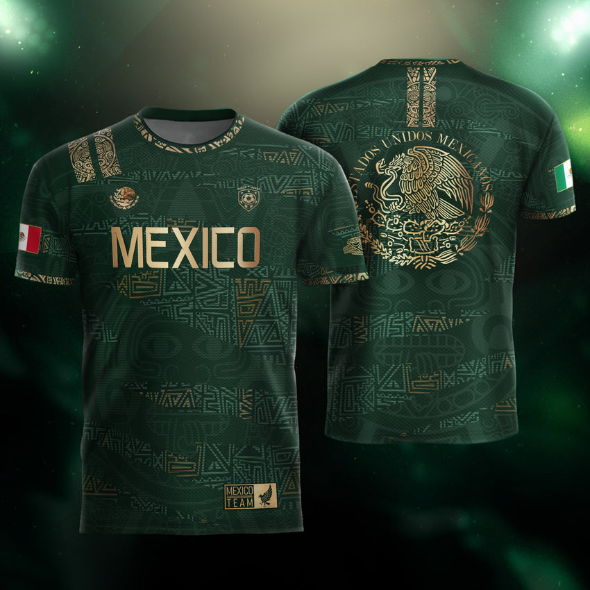 Mexico Green Gold Aztec Heritage Soccer Jersey