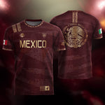 Mexico Soccer Jersey Burgundy Gold Aztec Heritage Eagle Crest