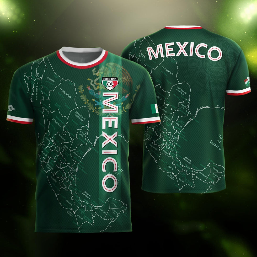 Mexico Green Heritage Map Soccer Jersey with Aztec Details – Grit Son Sport