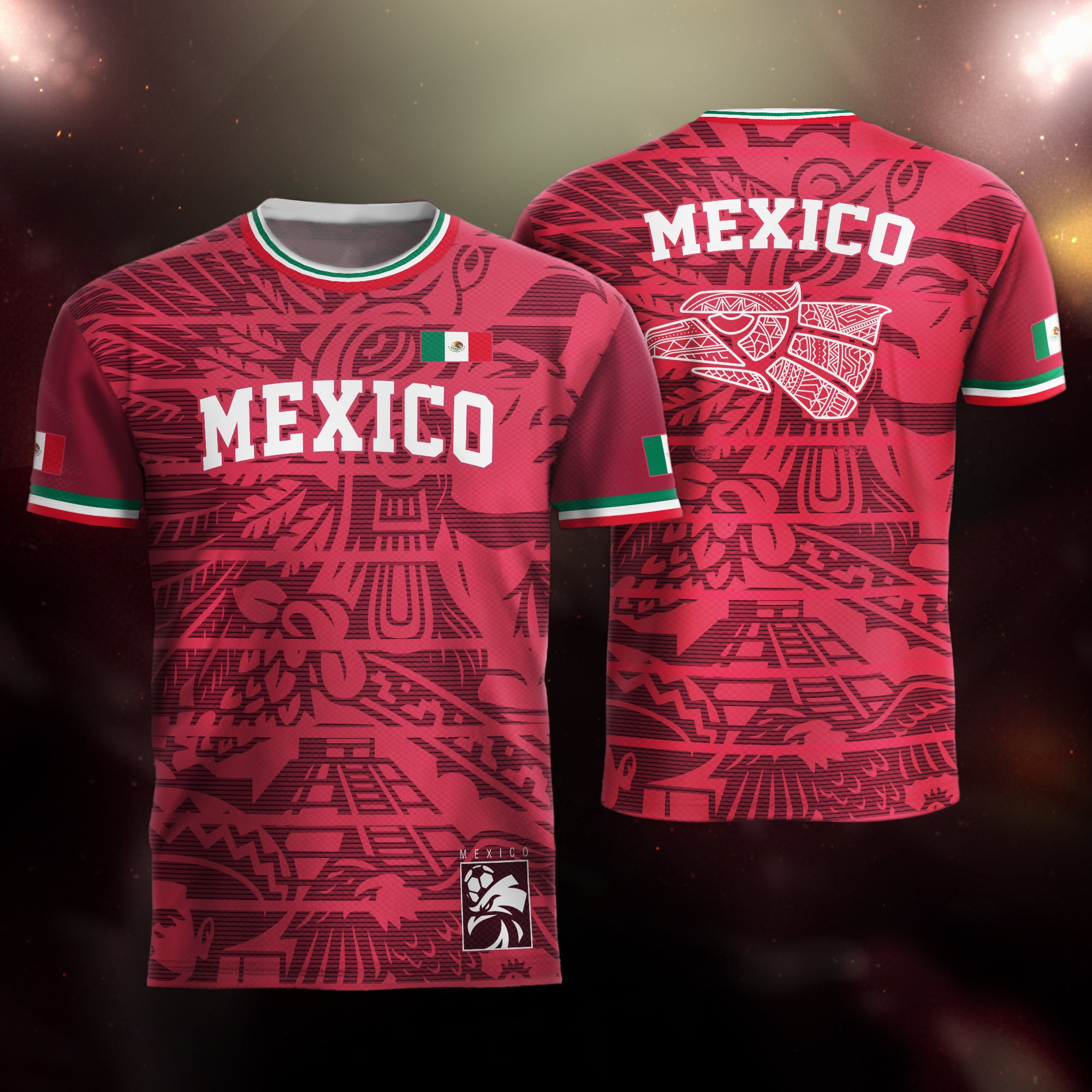 Mexico Red Aztec Heritage Eagle Soccer Jersey