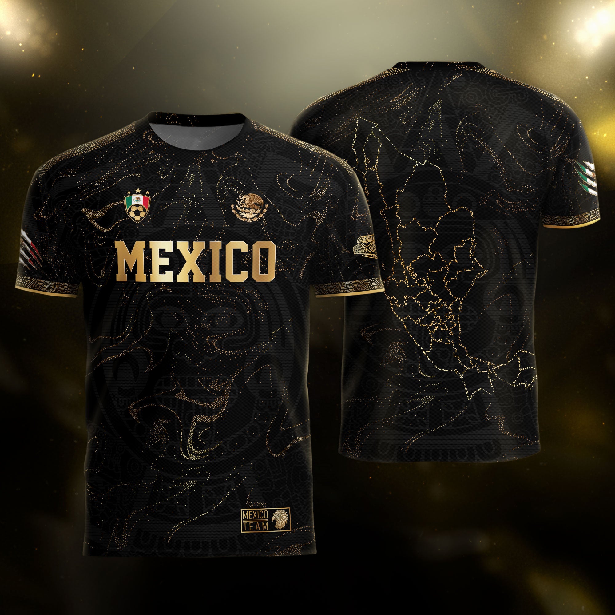 Mexico Black Gold Map Heritage Soccer Jersey