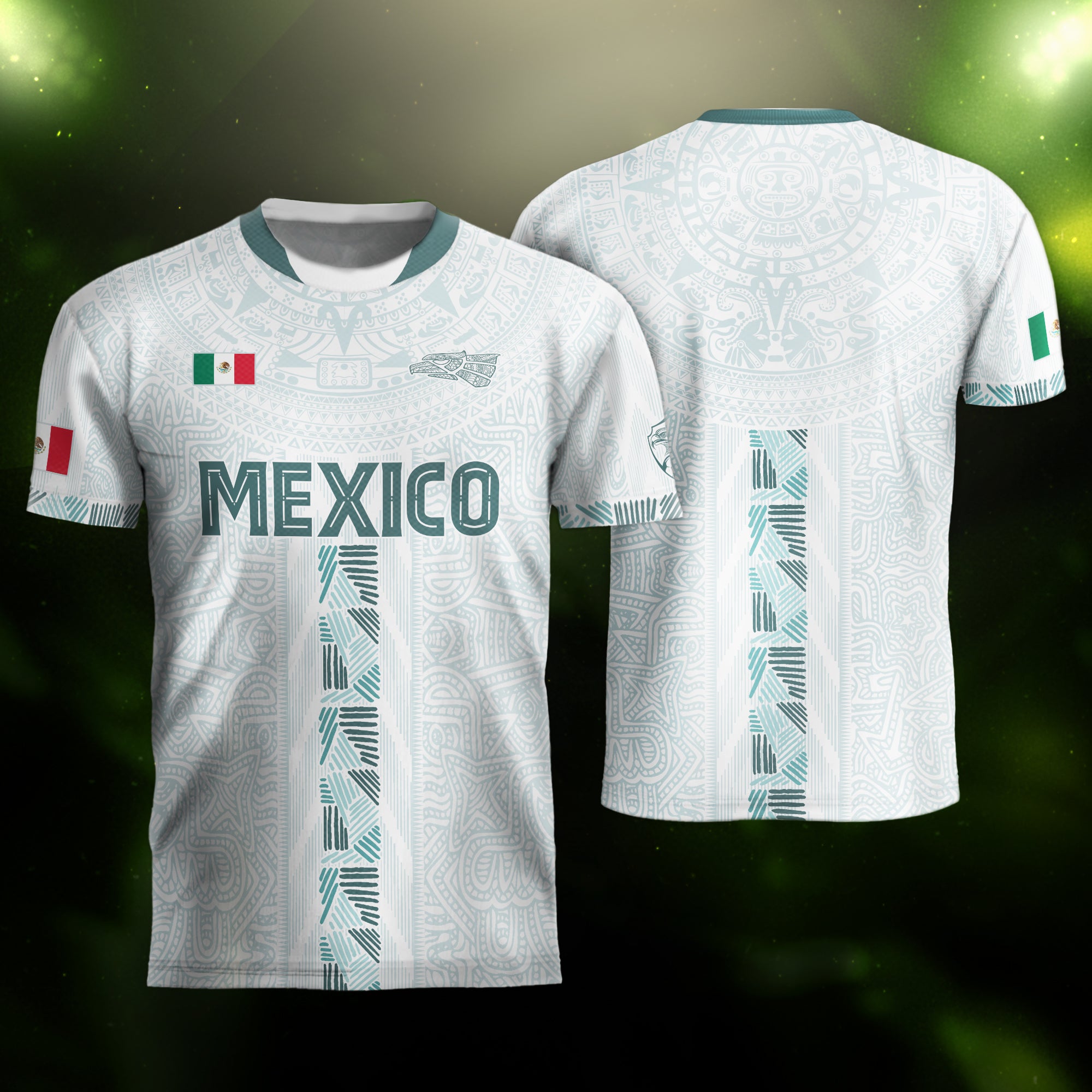 Mexico White Green Aztec Calendar Heritage Soccer Jersey