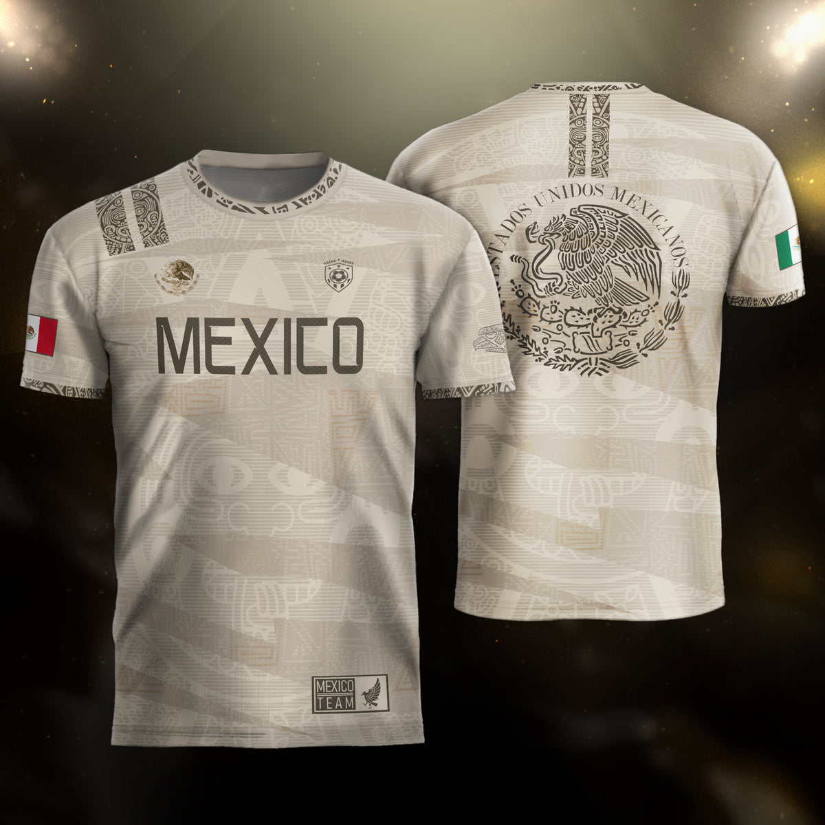 Mexico Beige Aztec Heritage Soccer Jersey