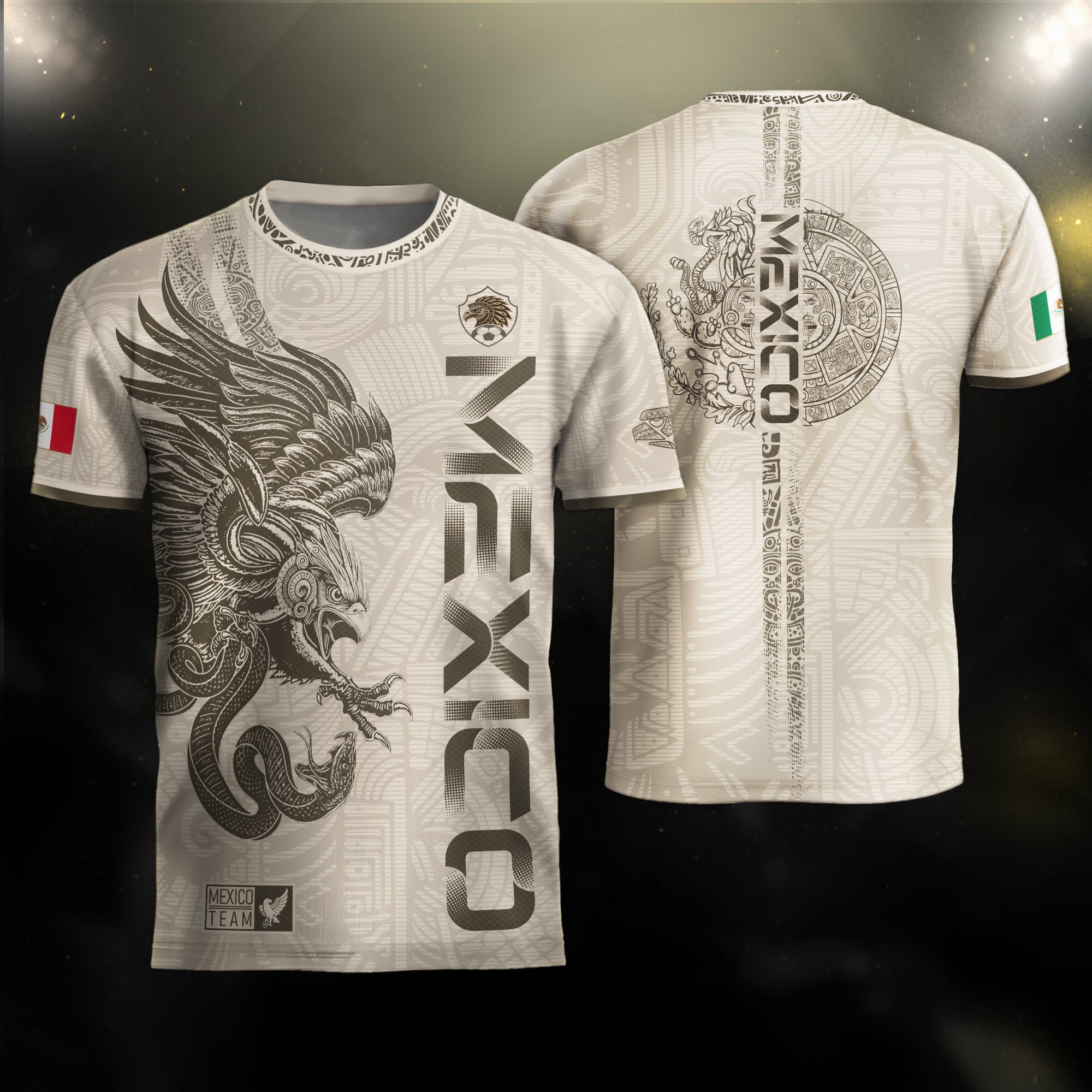 Mexico Beige Aztec Eagle Heritage Adult Soccer Jersey