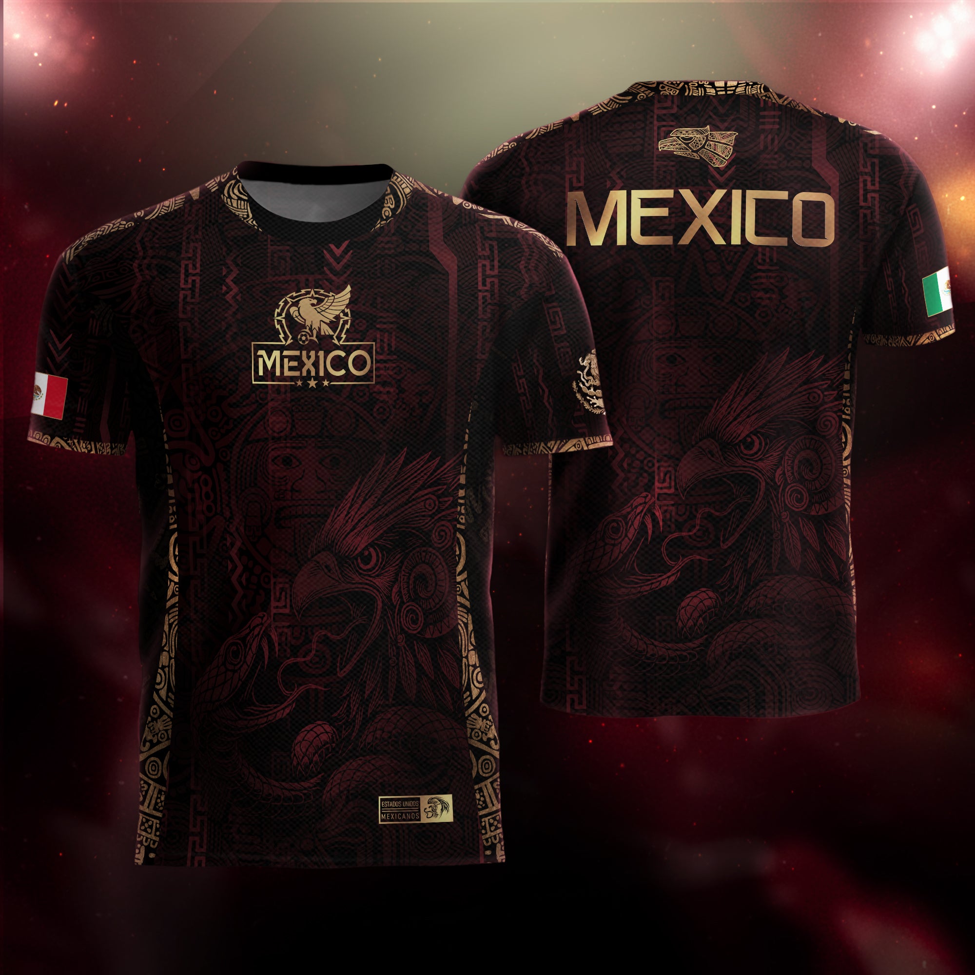 Mexico Maroon Aztec Eagle Heritage Soccer Jersey