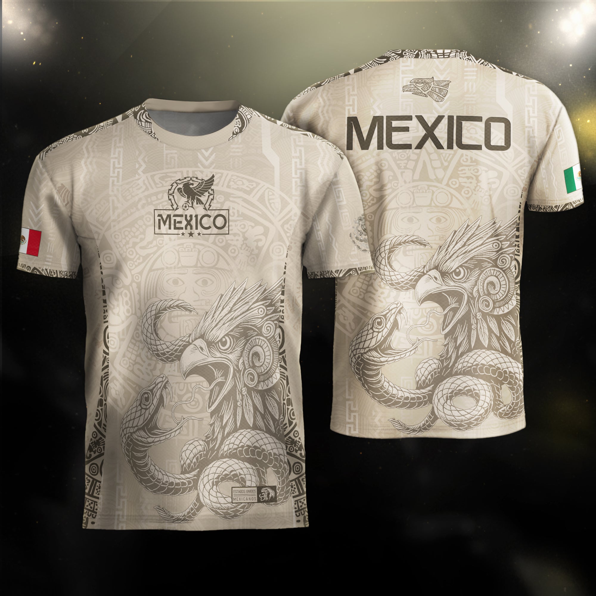Mexico Beige Aztec Sunstone Eagle Heritage Soccer Jersey
