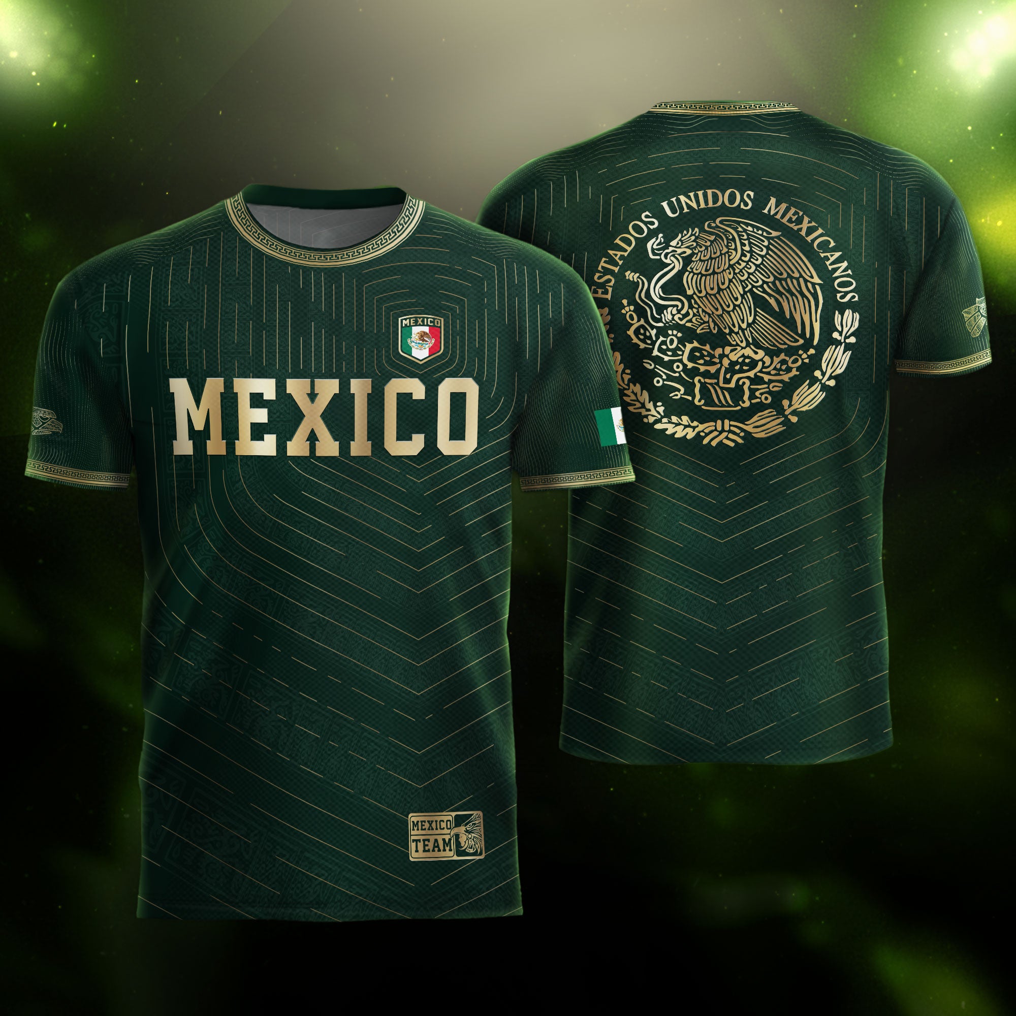 Mexico Green Gold Eagle Heritage Estados Unidos Mexicanos Soccer Jersey