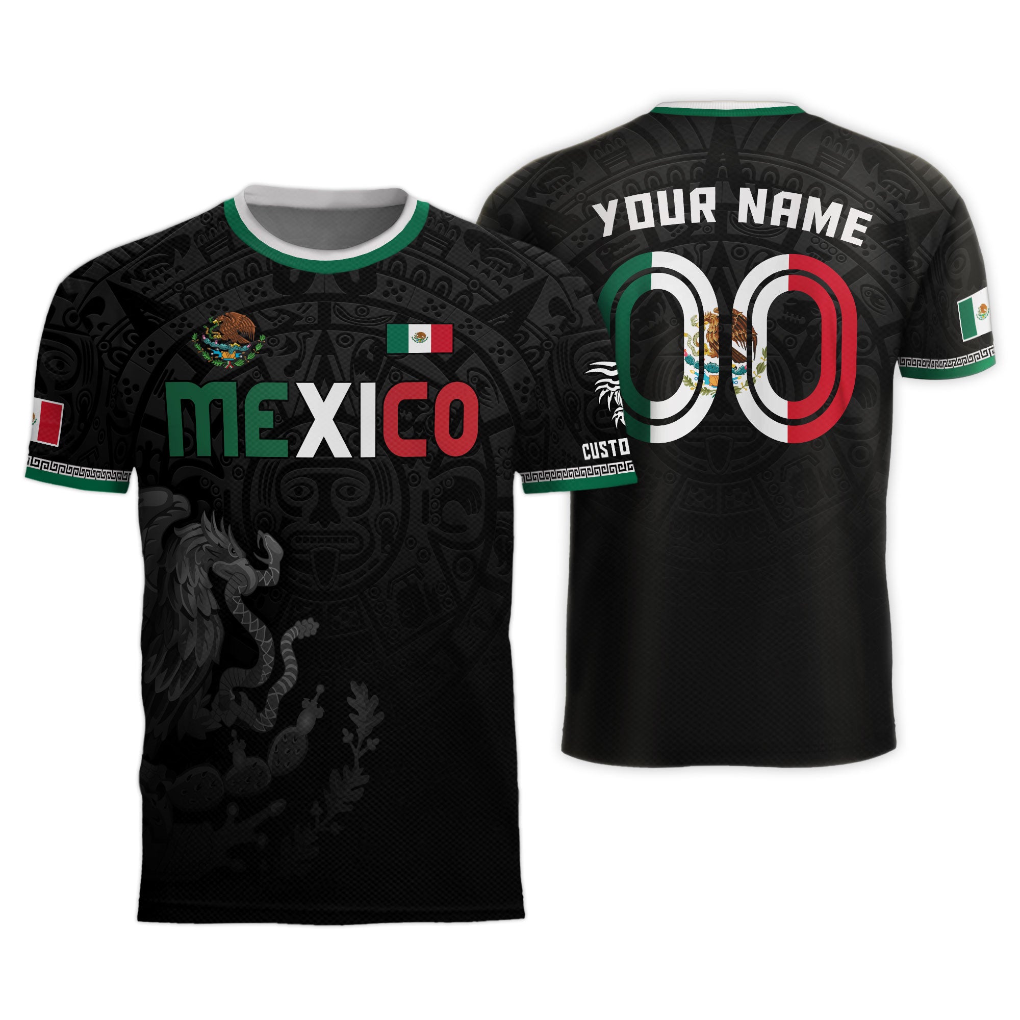 Custom Mexico Aztec Eagle Soccer Jersey Black Heritage Edition