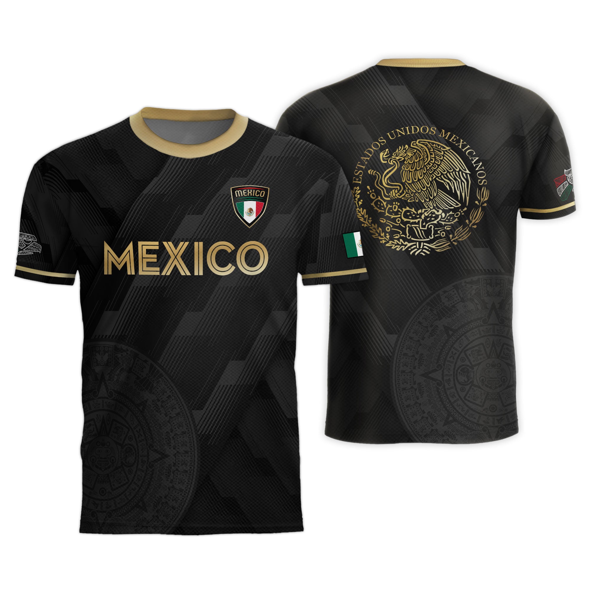 Mexico Soccer Jersey Black Style with Subtle Aztec Design
