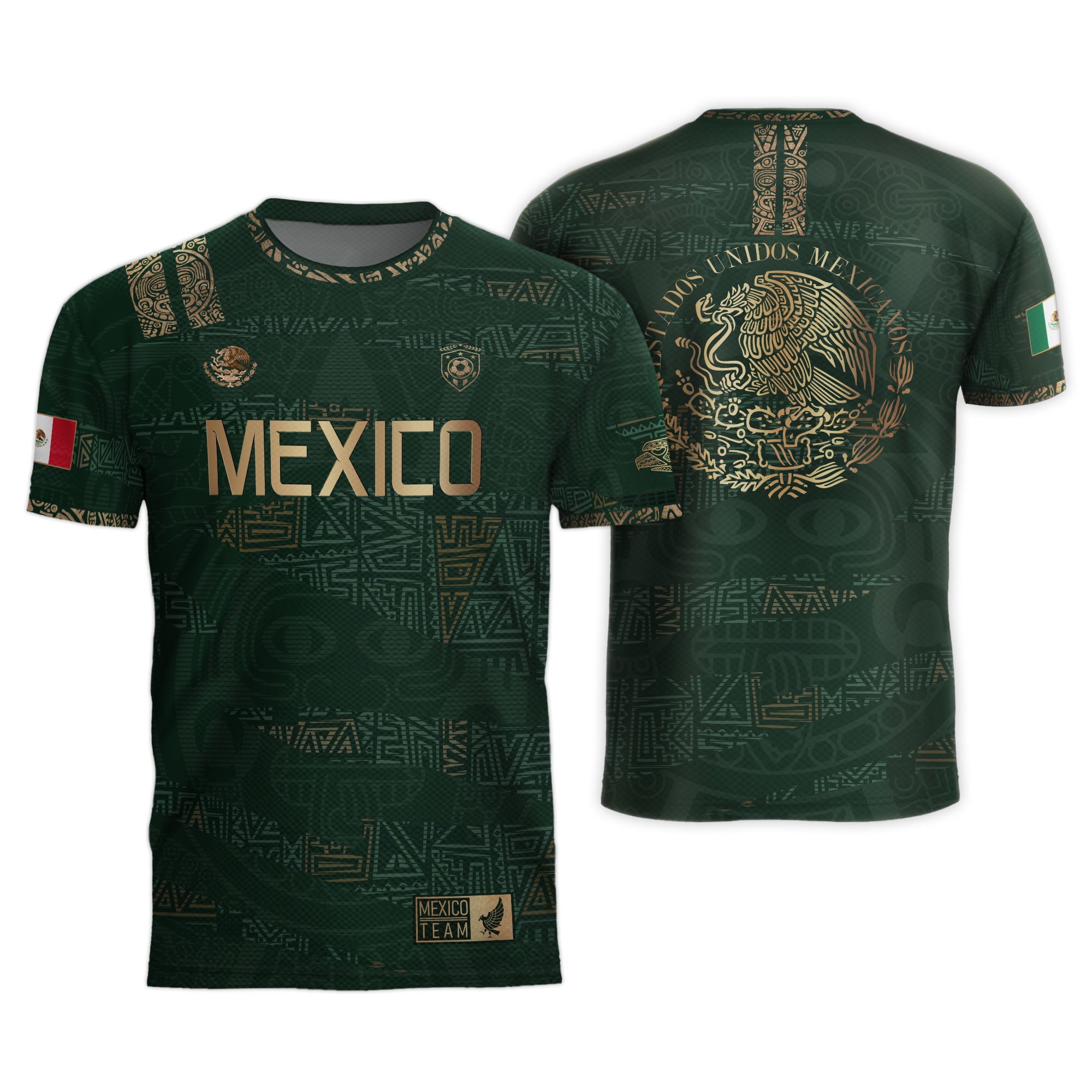 Mexico Green Gold Aztec Heritage Soccer Jersey