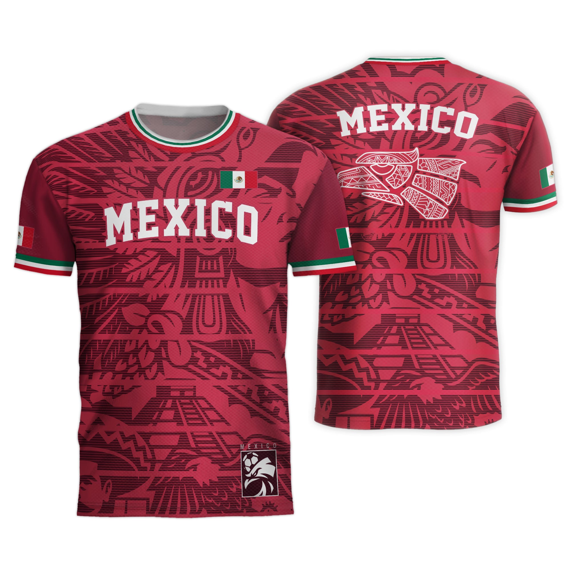 Mexico Red Aztec Heritage Eagle Soccer Jersey