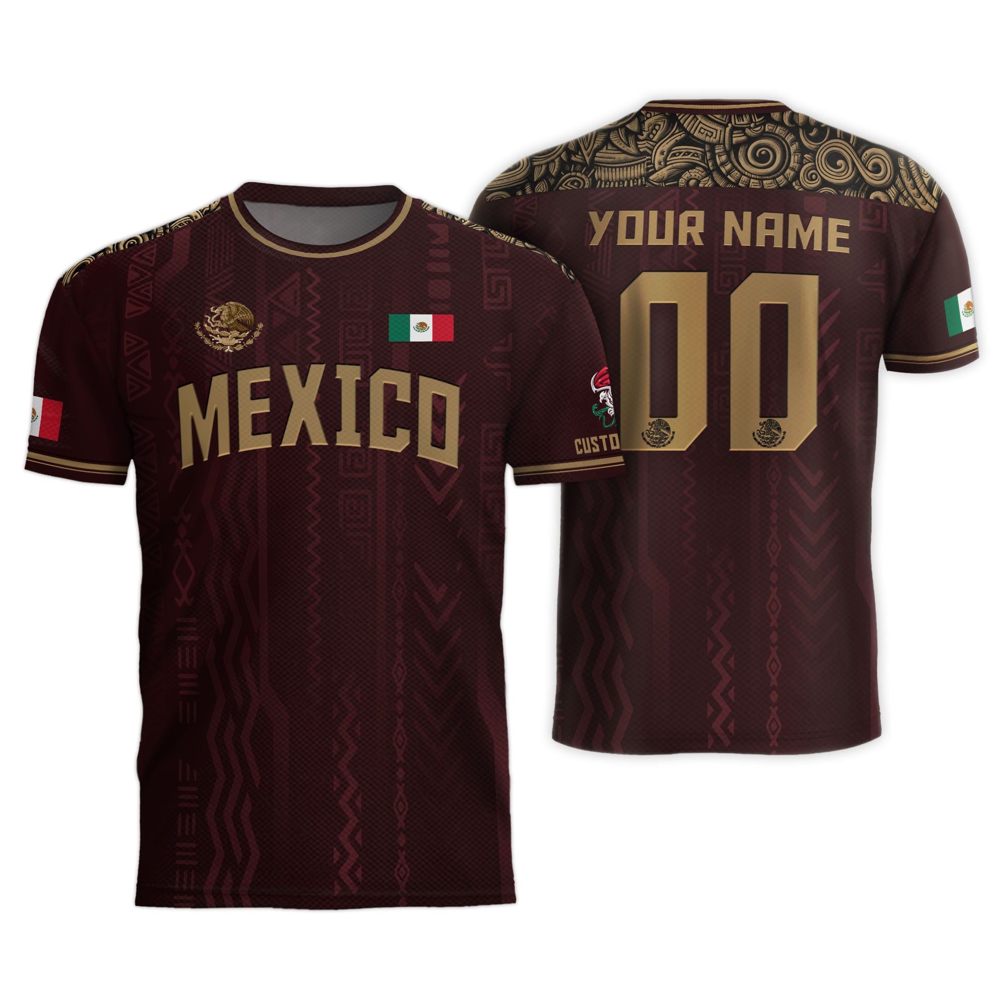 Custom Mexico Aztec Heritage Soccer Jersey Gold Eagle Pride Roots Design Shirt