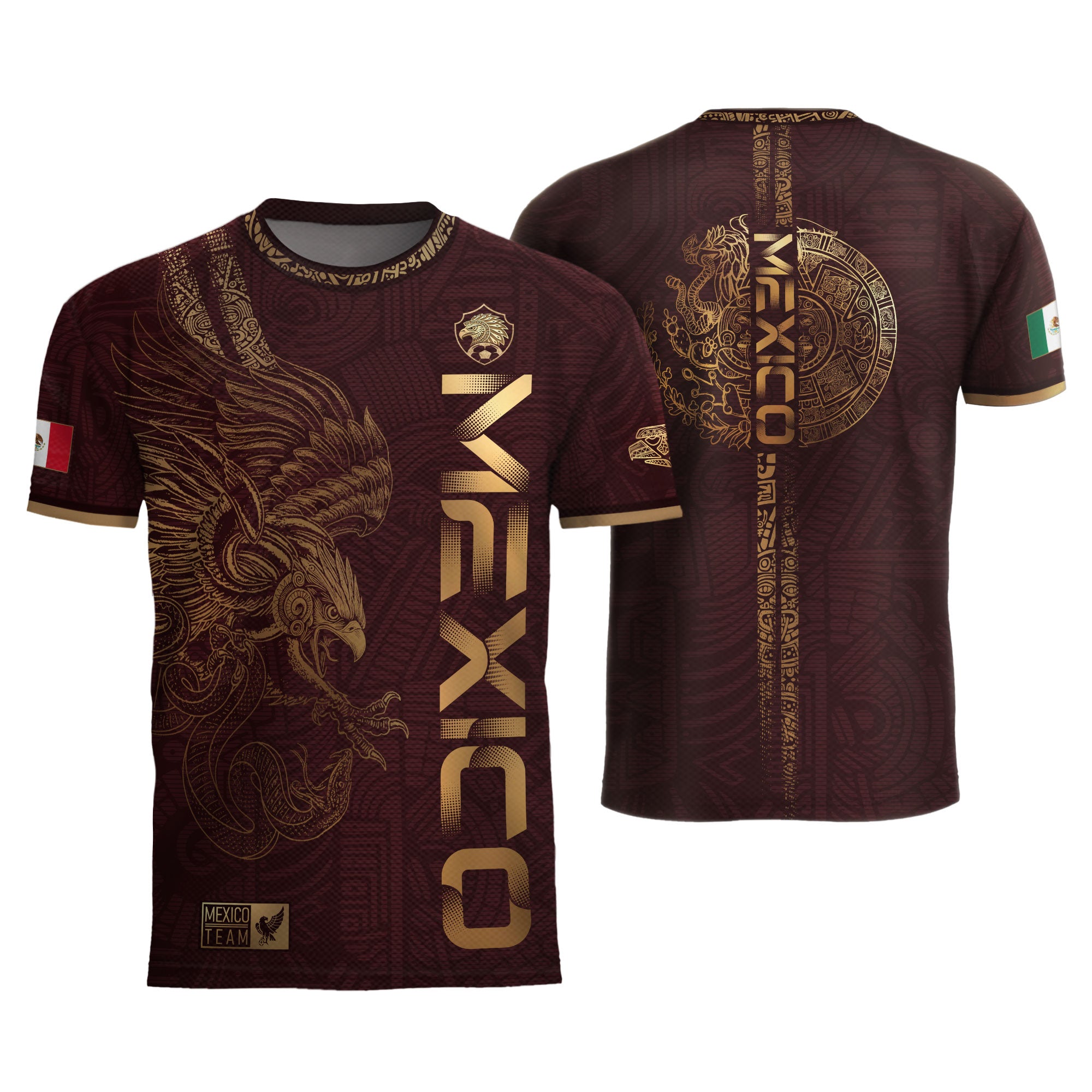 Mexico Burgundy Aztec Eagle Heritage Soccer Jersey