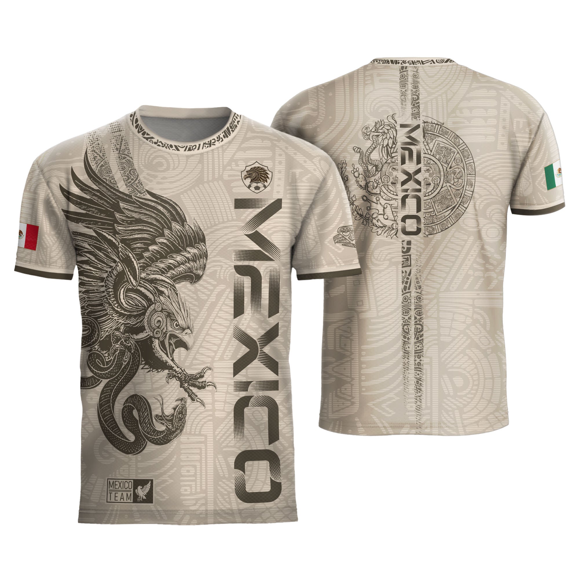 Mexico Beige Aztec Eagle Heritage Adult Soccer Jersey