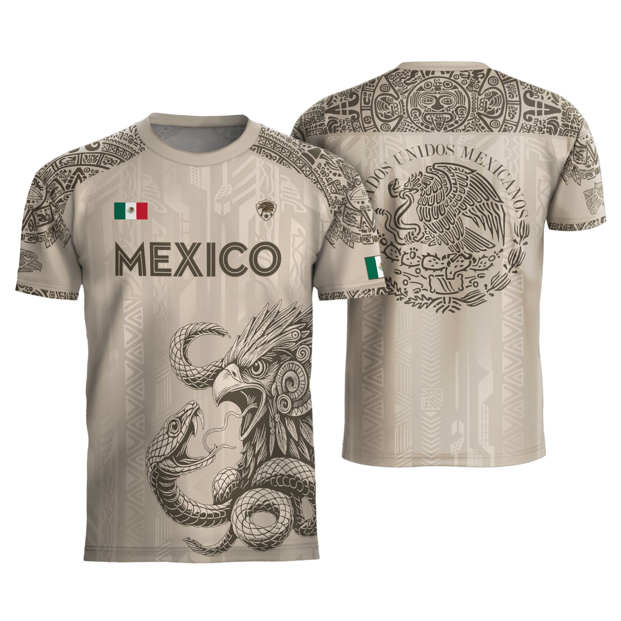 Mexico Beige Aztec Eagle Heritage Soccer Jersey