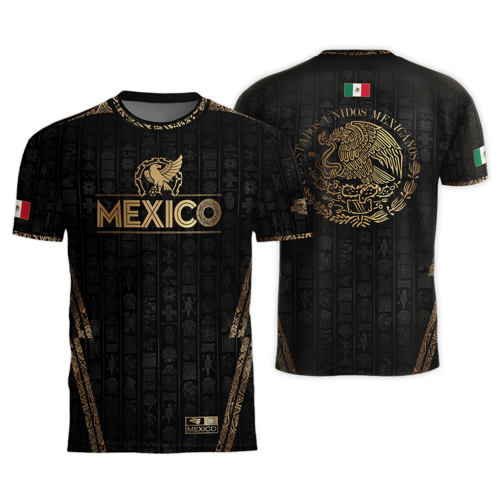 Mexico Black Gold Eagle Emblem Heritage Soccer Jersey
