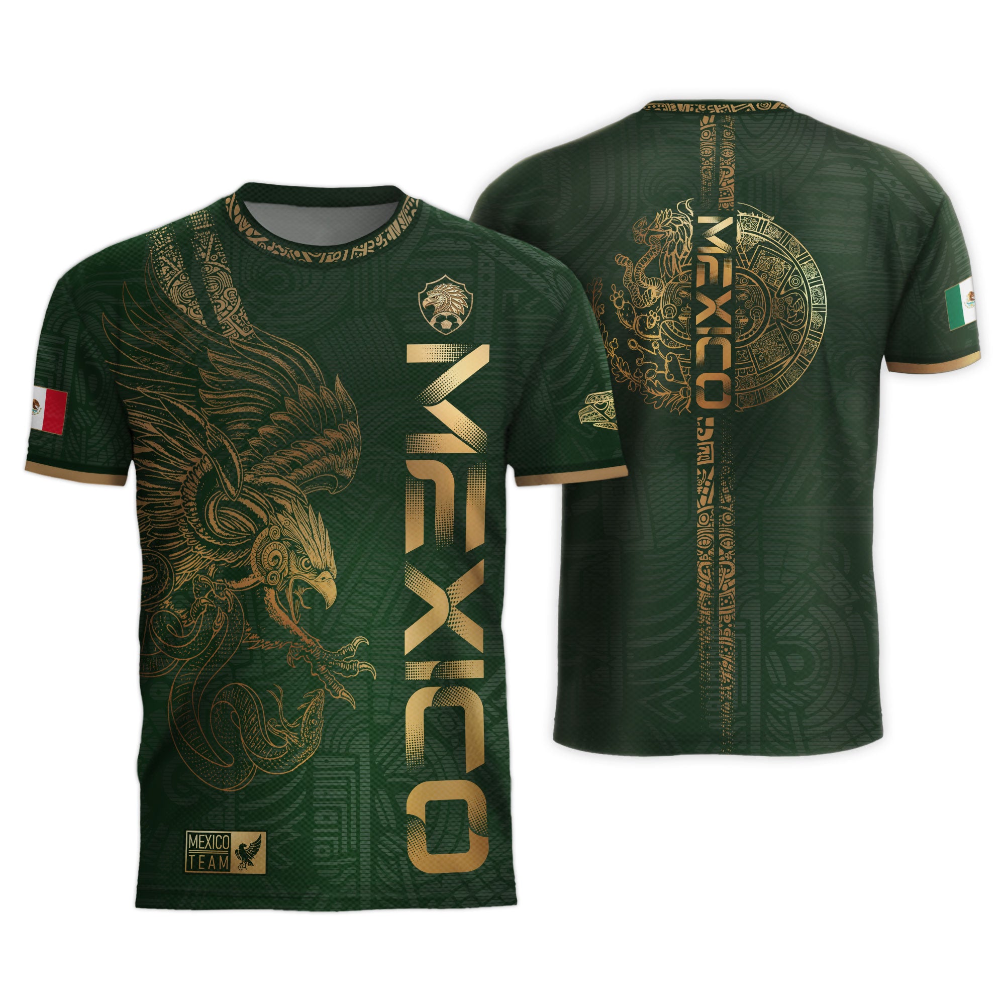 Mexico Green Gold Eagle Aztec Heritage Soccer Jersey