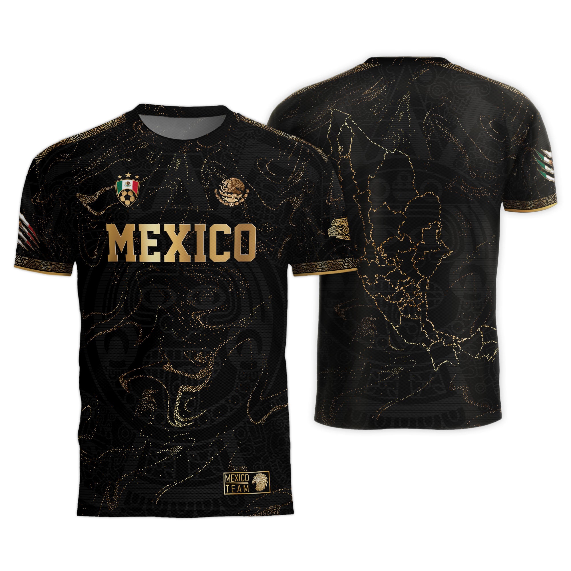 Mexico Black Gold Map Heritage Soccer Jersey