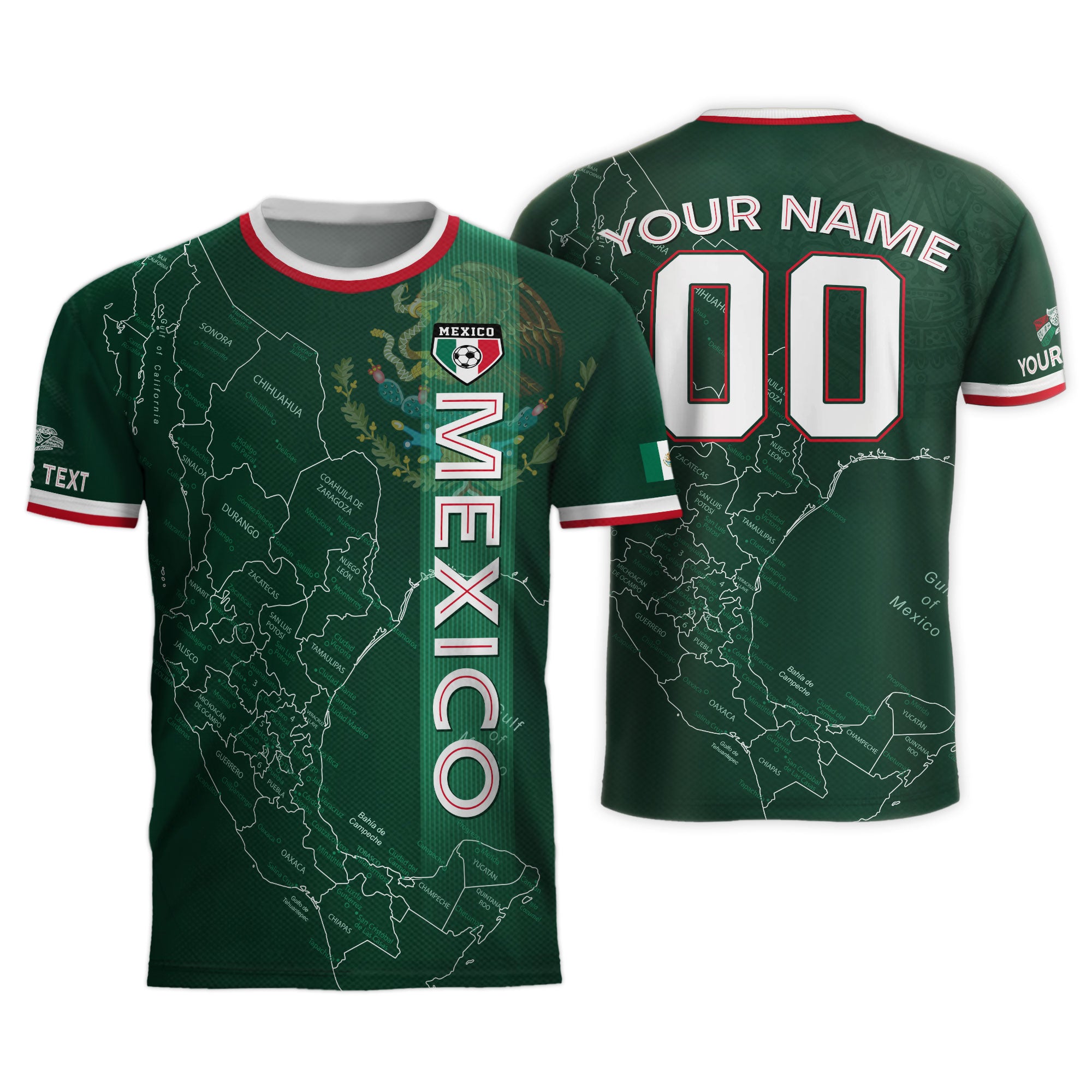 Custom Mexico Green Soccer Jersey with Flag Accents and Map Heritage Design