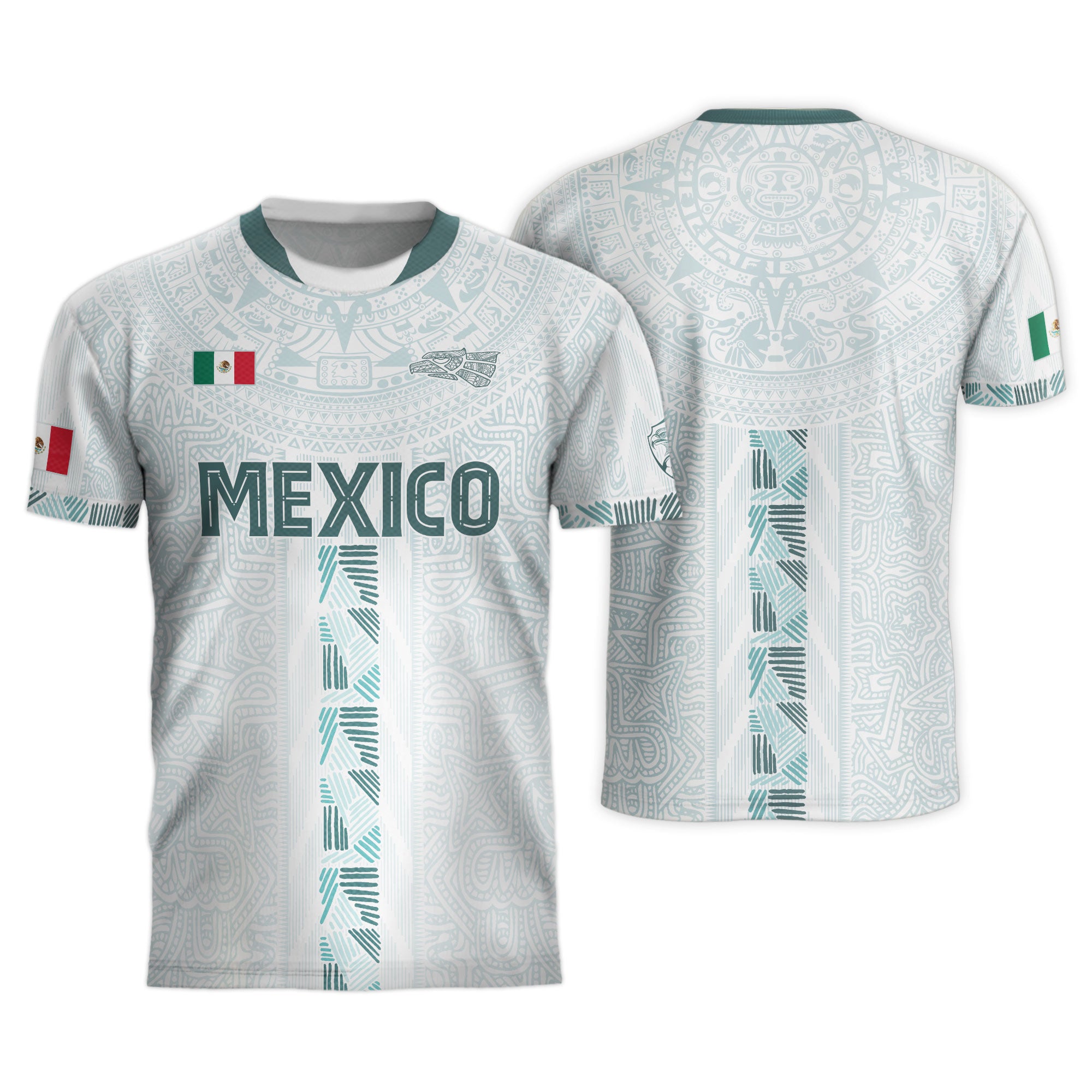 Mexico White Green Aztec Calendar Heritage Soccer Jersey