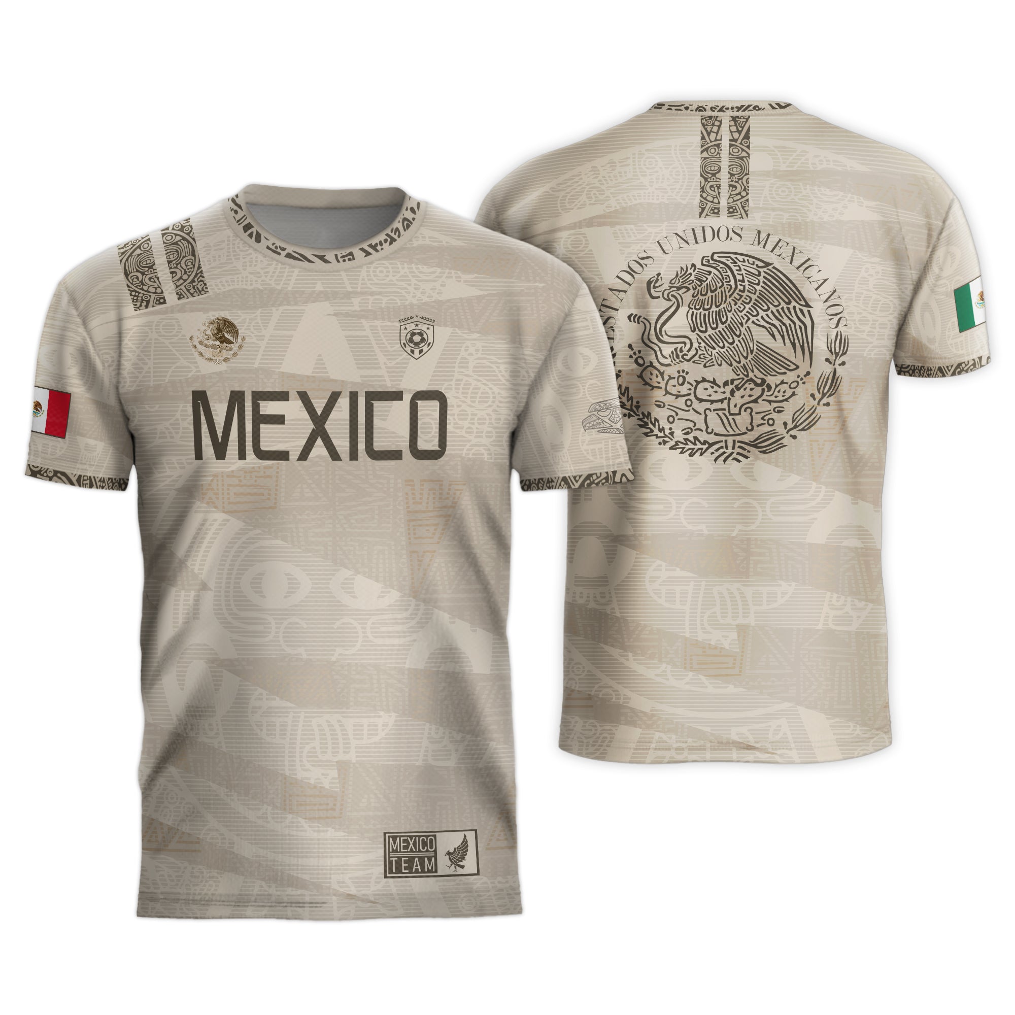 Camiseta de fútbol beige de la herencia azteca de México