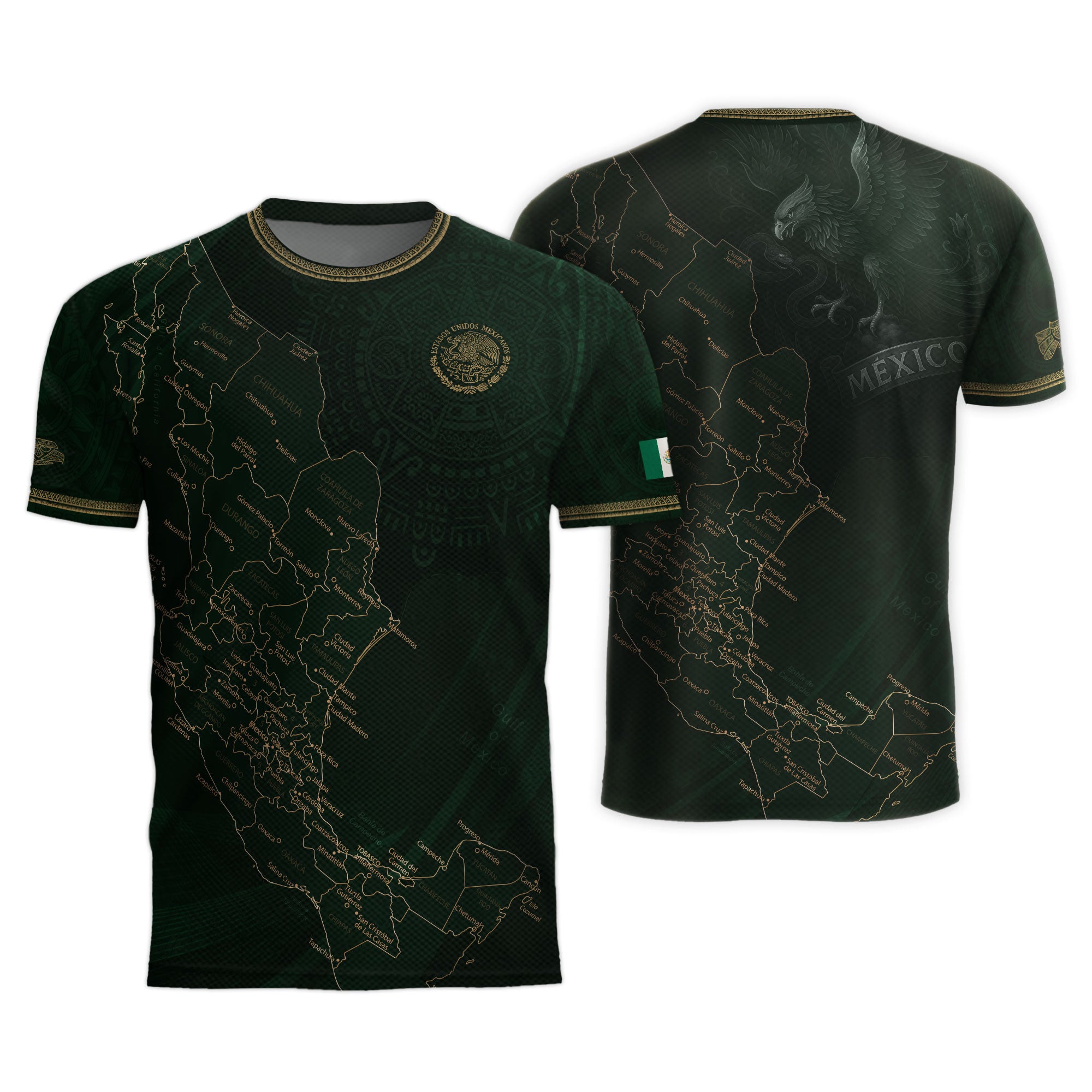 Mexico Green Map Design Aztec Heritage Pride Soccer Jersey