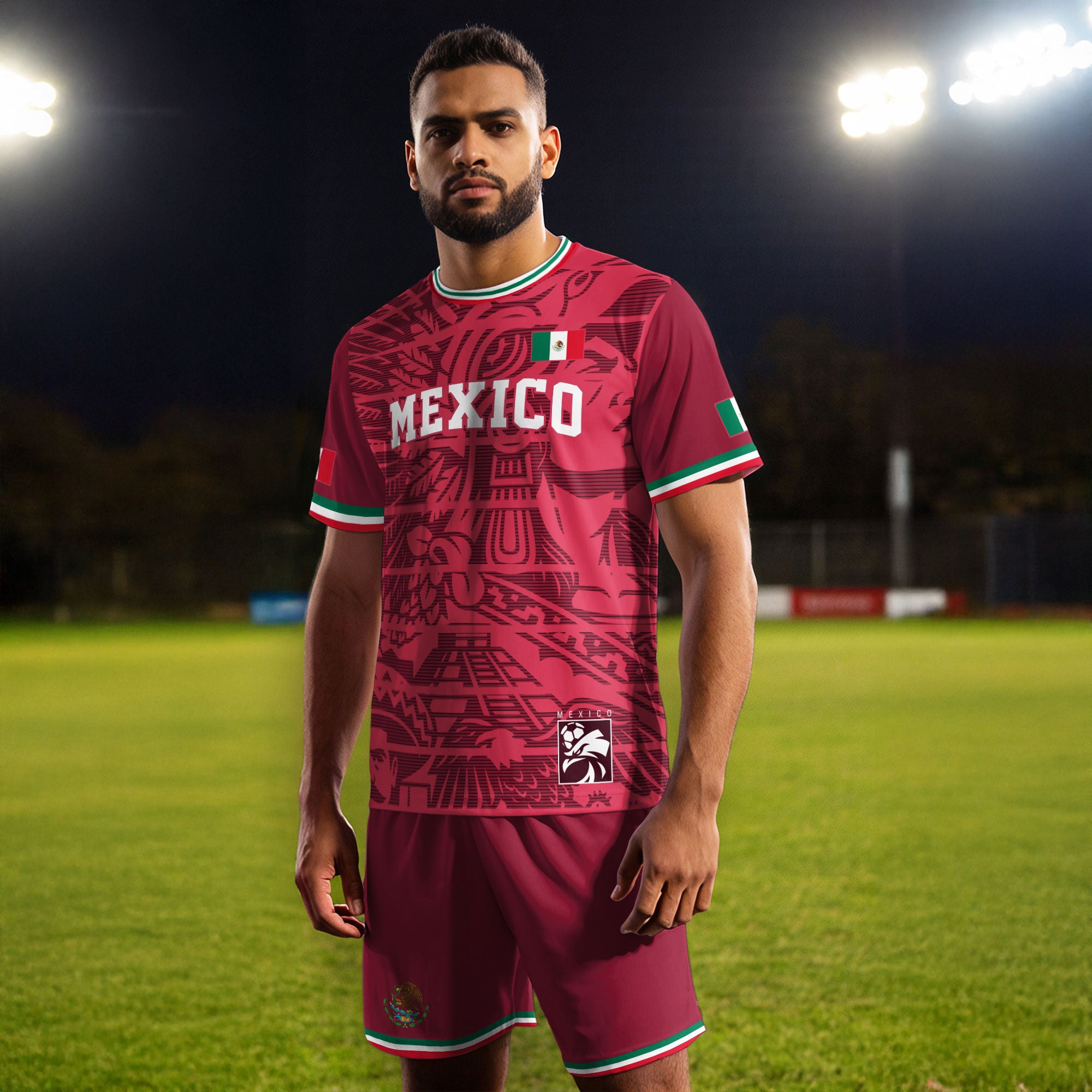 Mexico Red Aztec Heritage Eagle Soccer Jersey