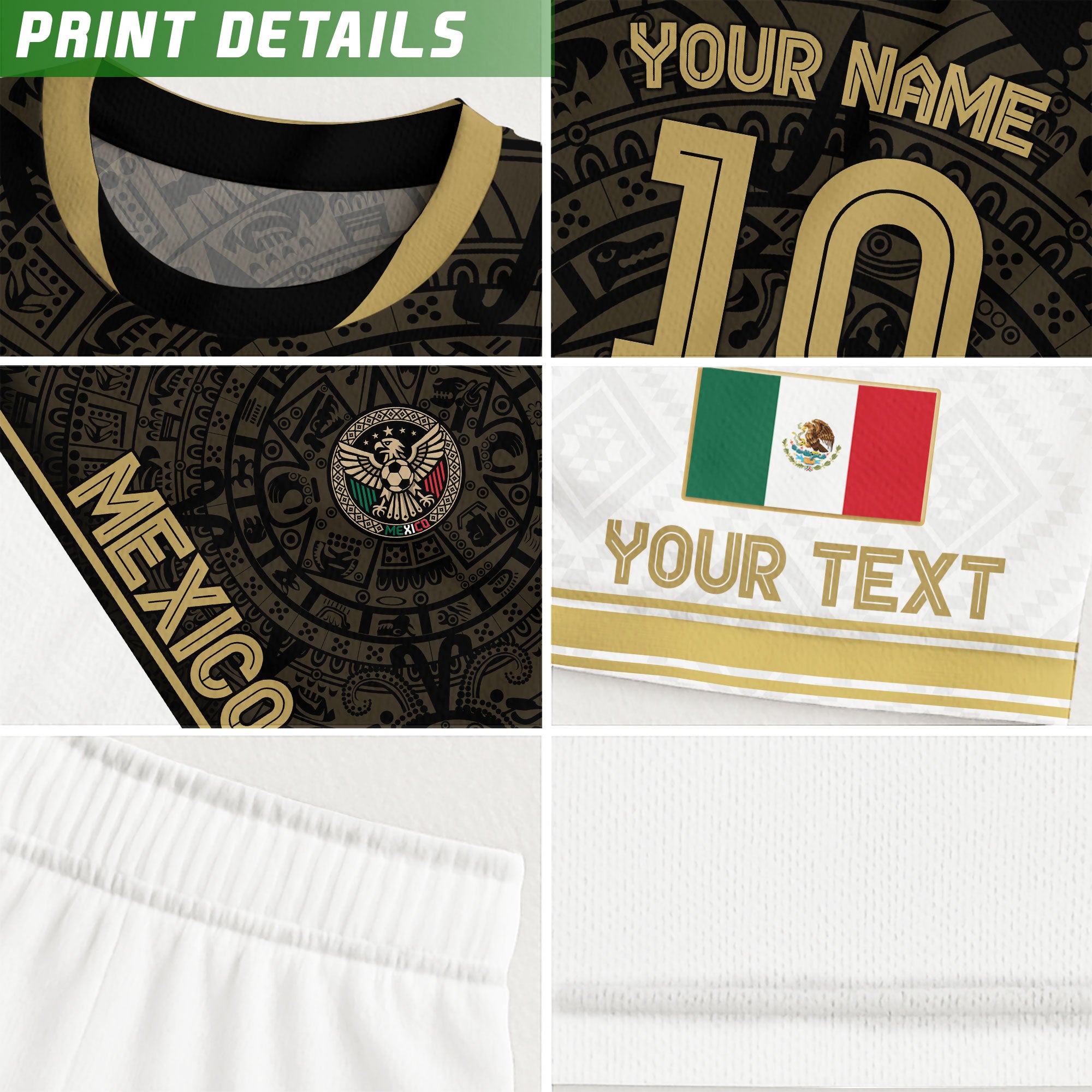 Custom Mexico Soccer Jersey with Name & Number – Aztec Style
