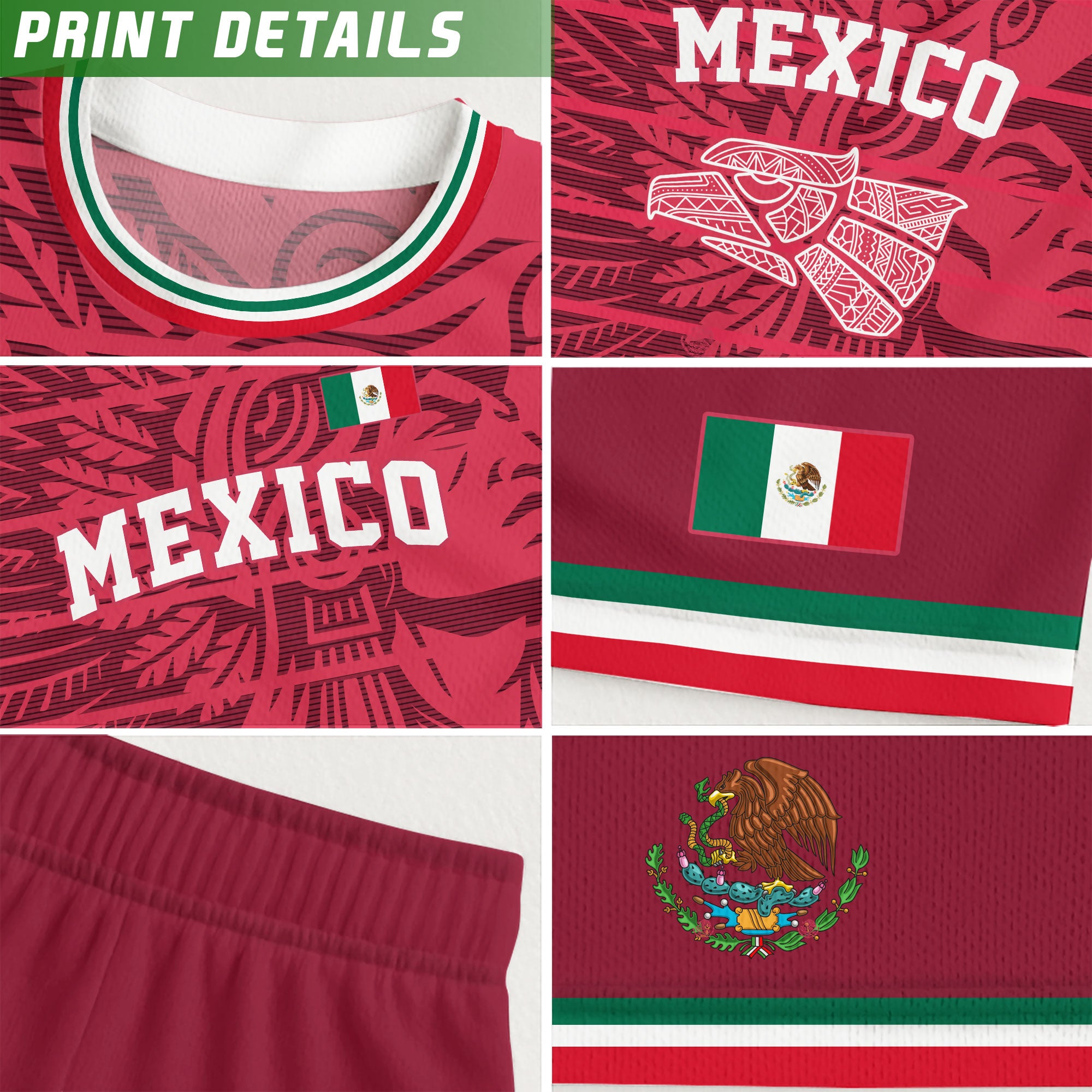 Mexico Red Aztec Heritage Eagle Soccer Jersey