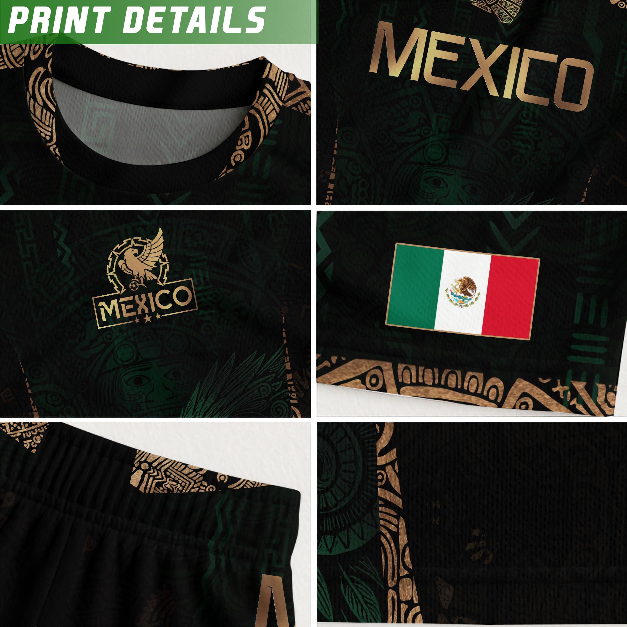 Camiseta de fútbol del Guerrero Águila Azteca Verde y Dorado de México