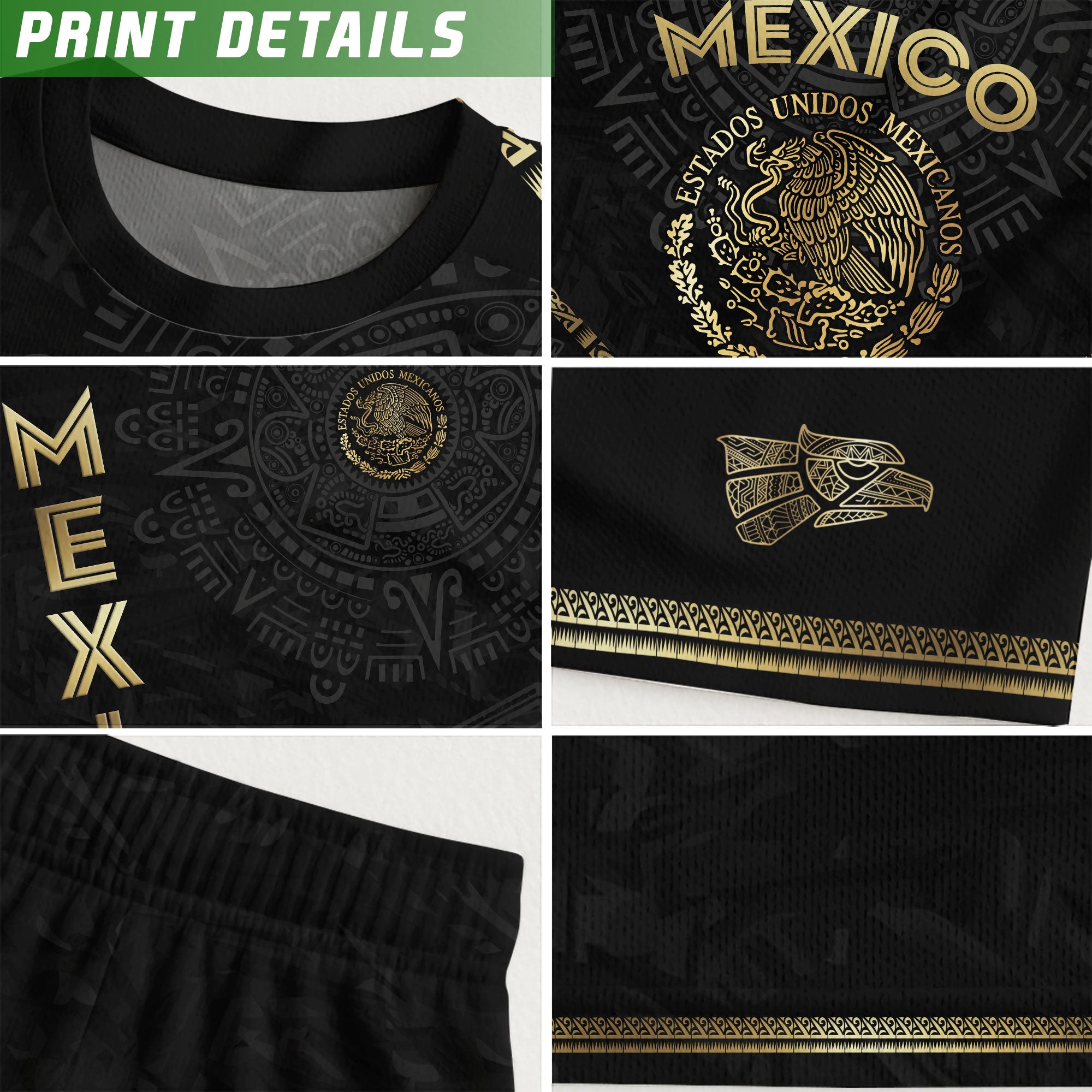 Mexico Black Gold Aztec Pyramid Heritage Soccer Jersey