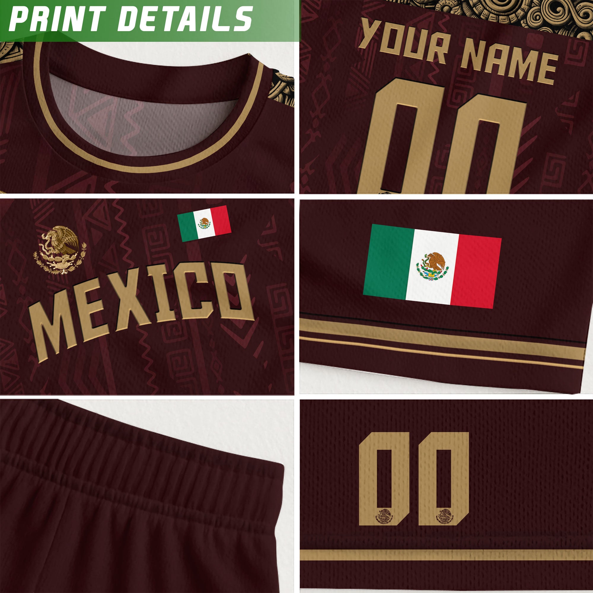 Custom Mexico Aztec Heritage Soccer Jersey Gold Eagle Pride Roots Design Shirt