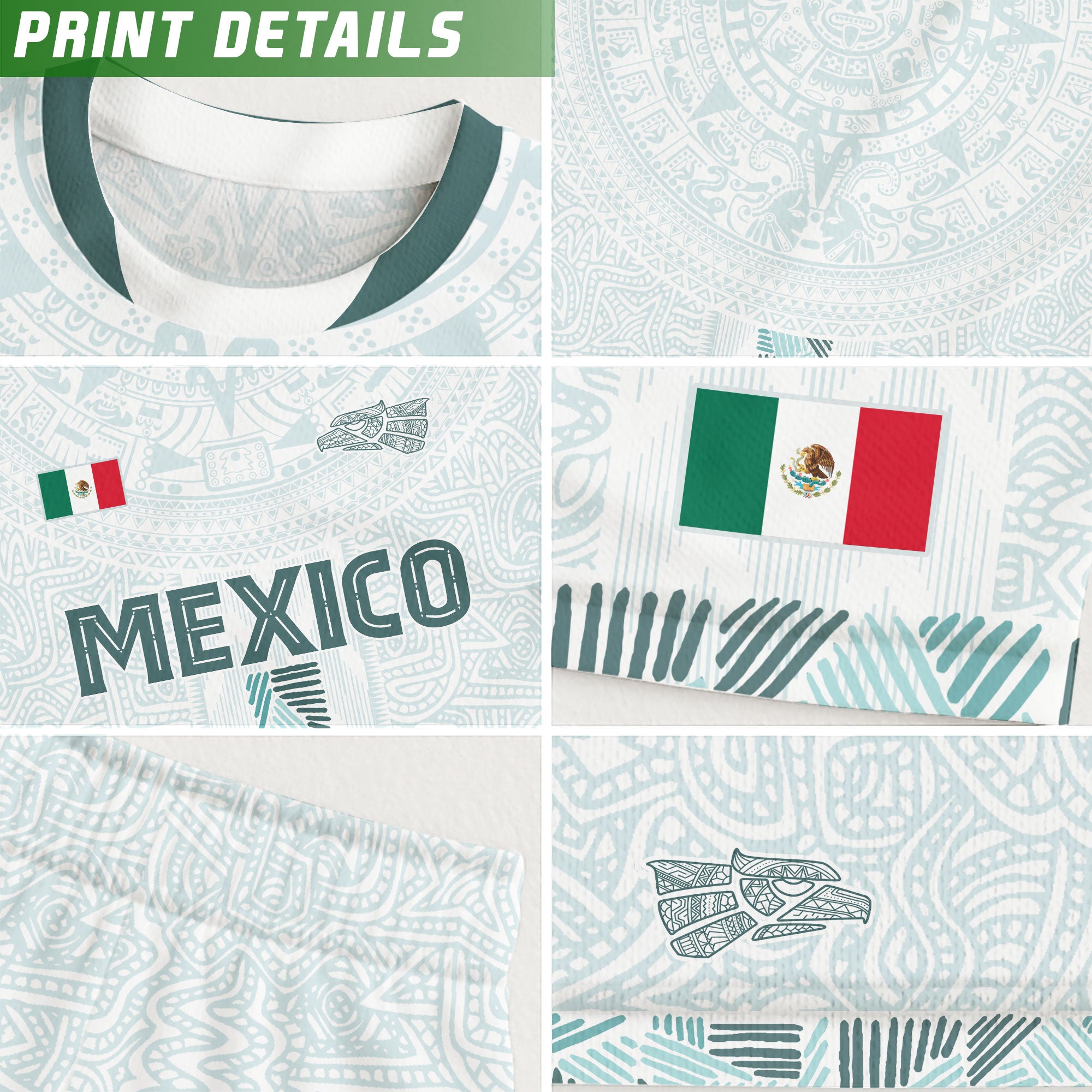 Mexico White Green Aztec Calendar Heritage Soccer Jersey