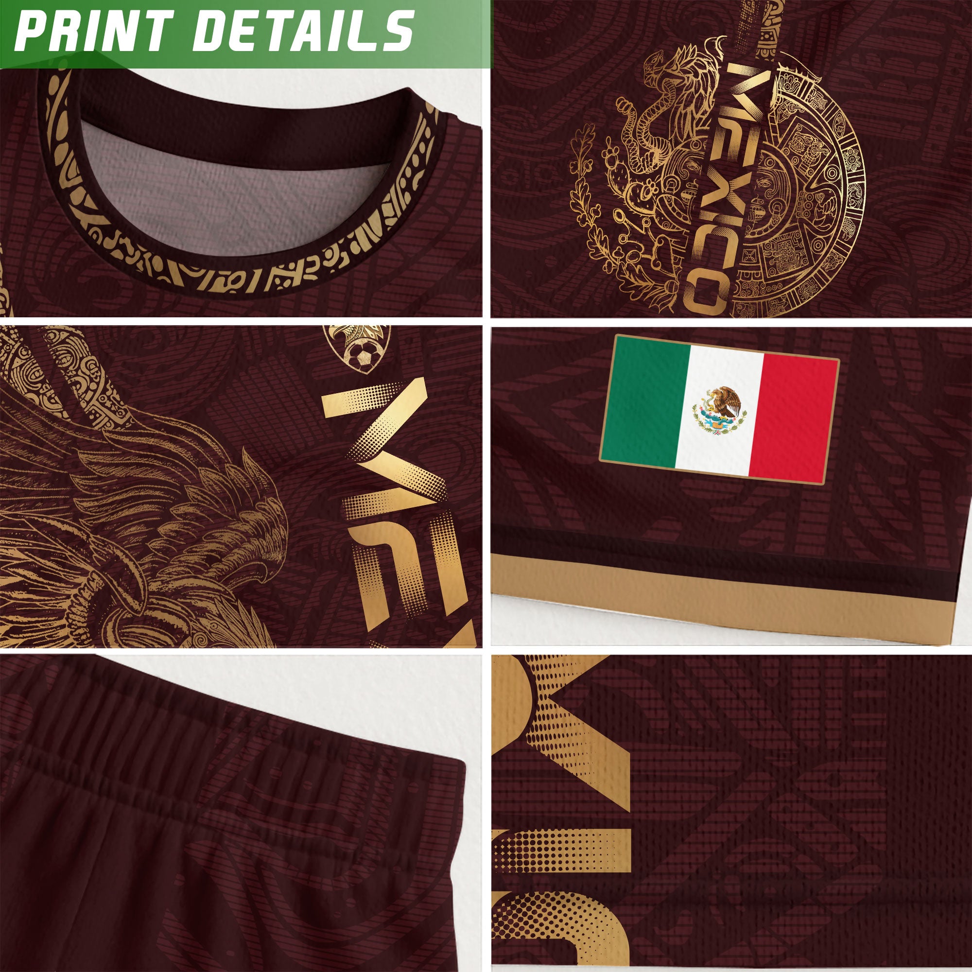 Mexico Burgundy Aztec Eagle Heritage Soccer Jersey
