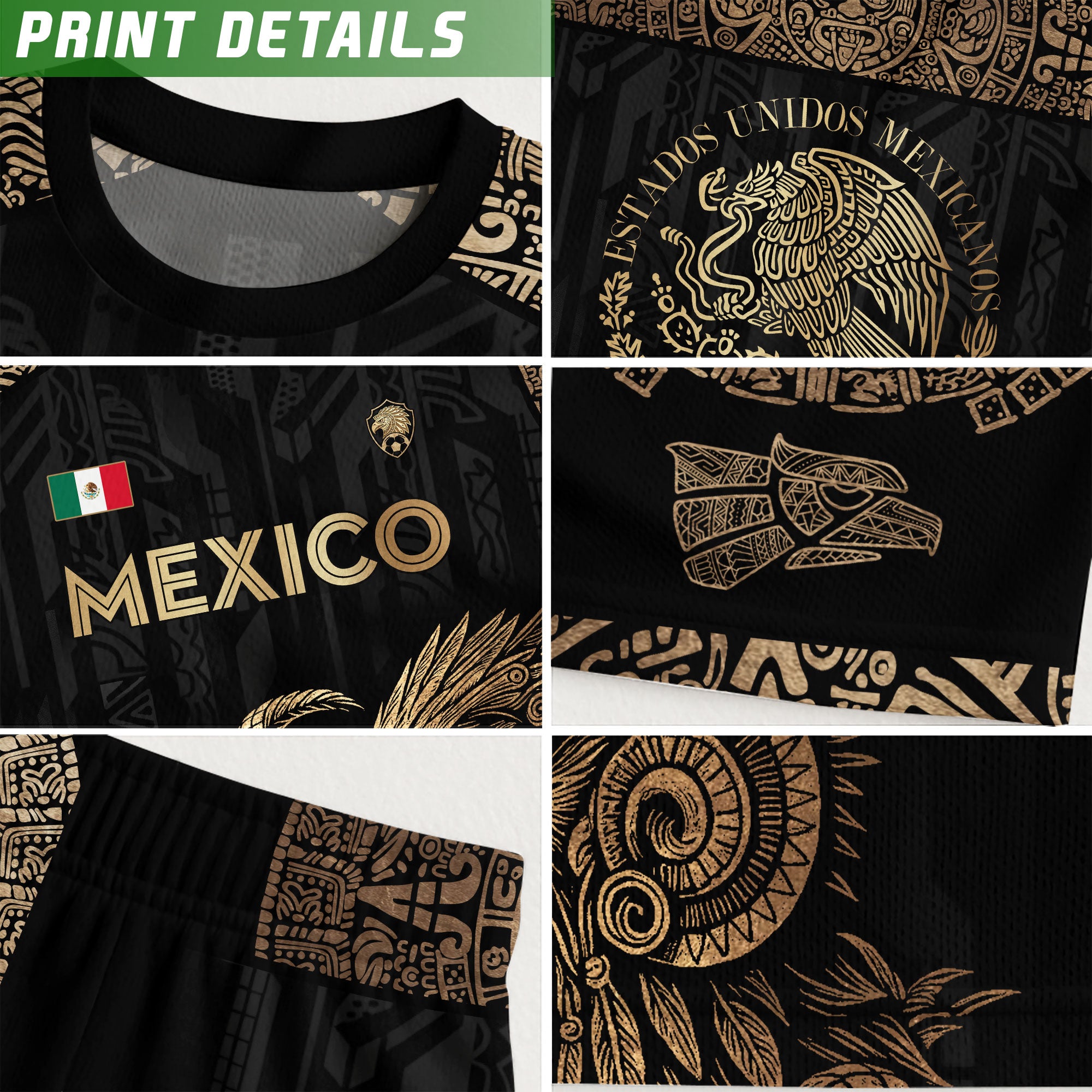Mexico Black Eagle Aztec Heritage Soccer Jersey