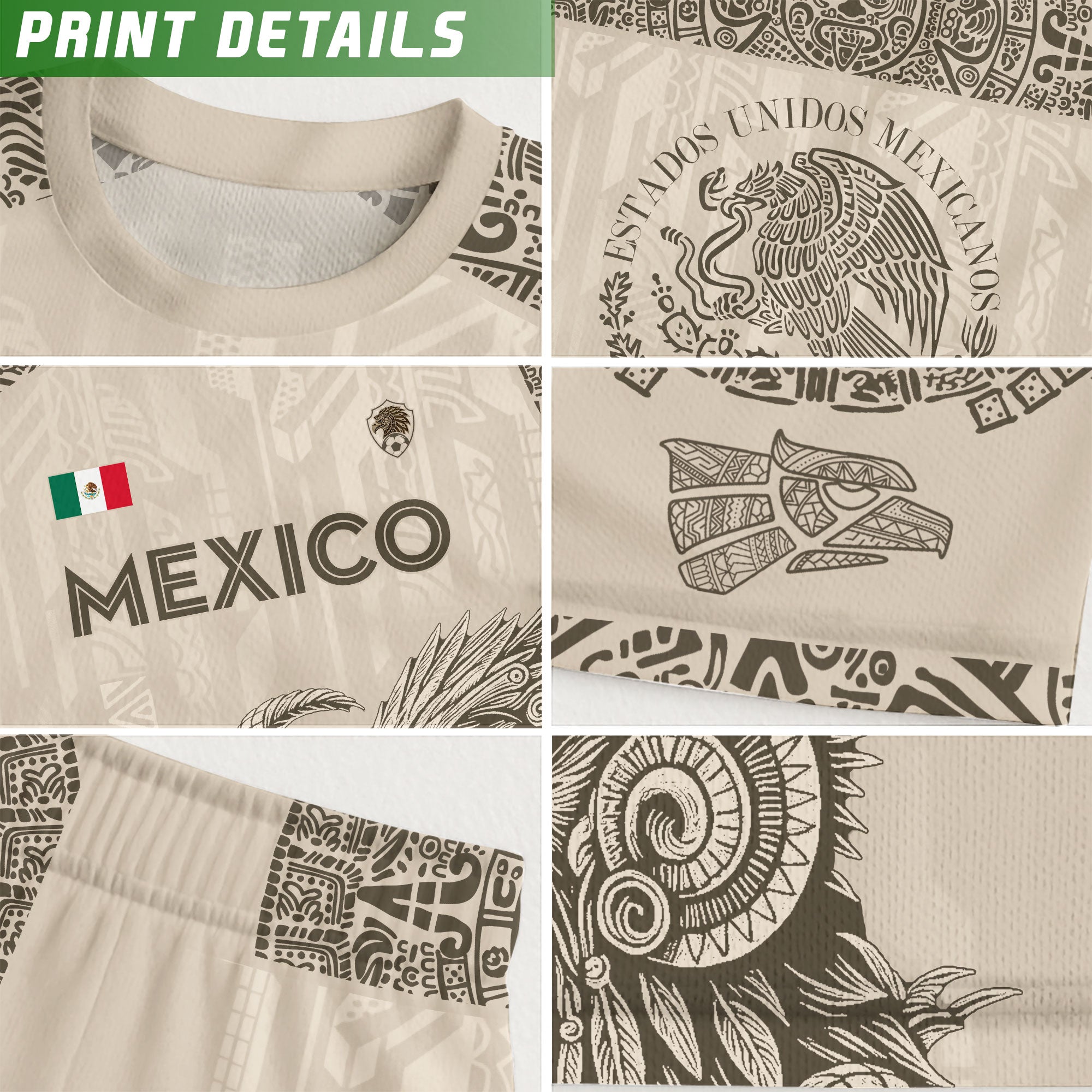 Mexico Beige Aztec Eagle Heritage Soccer Jersey