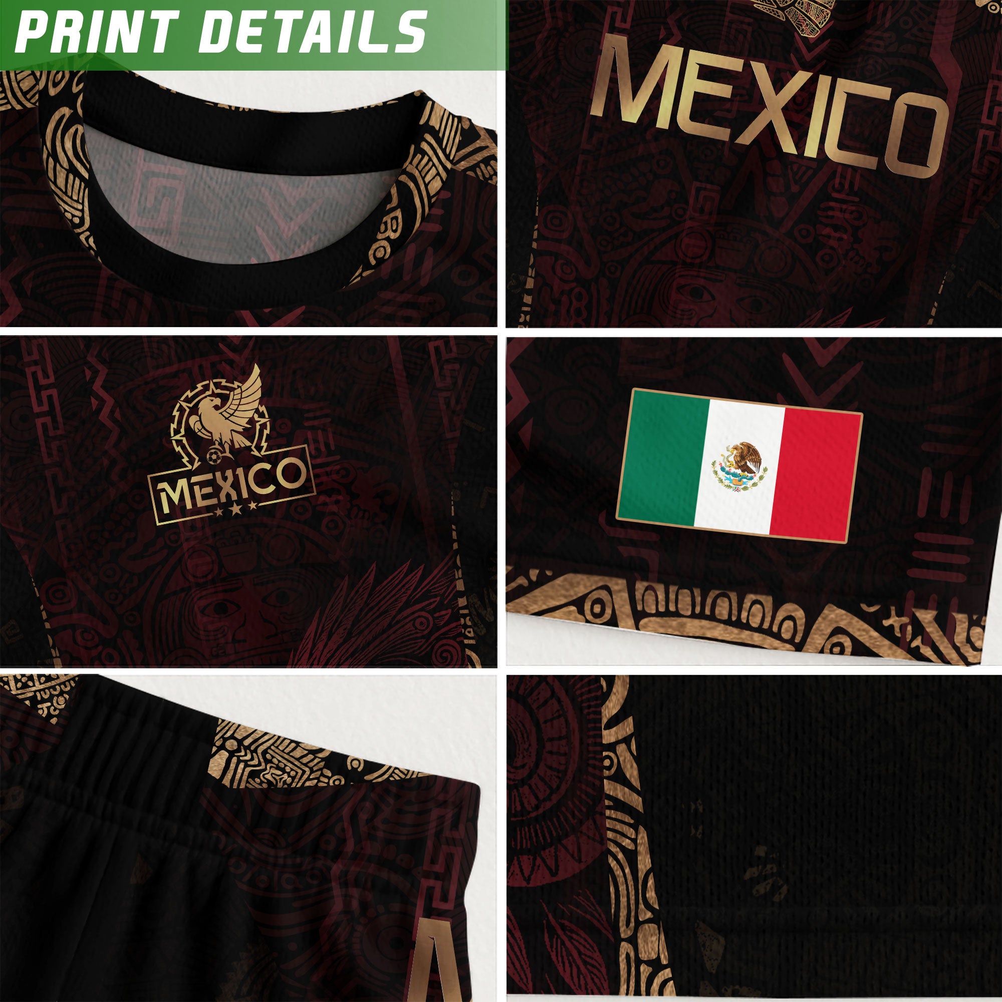 Mexico Maroon Aztec Eagle Heritage Soccer Jersey