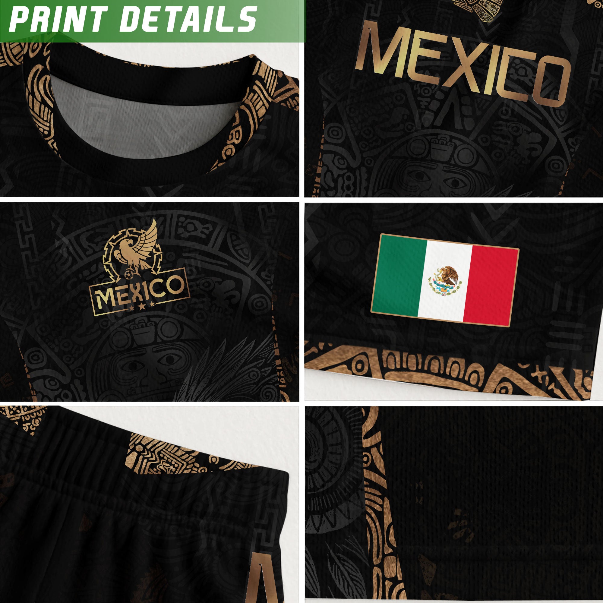 Mexico Black Aztec Sunstone Eagle Heritage Soccer Jersey